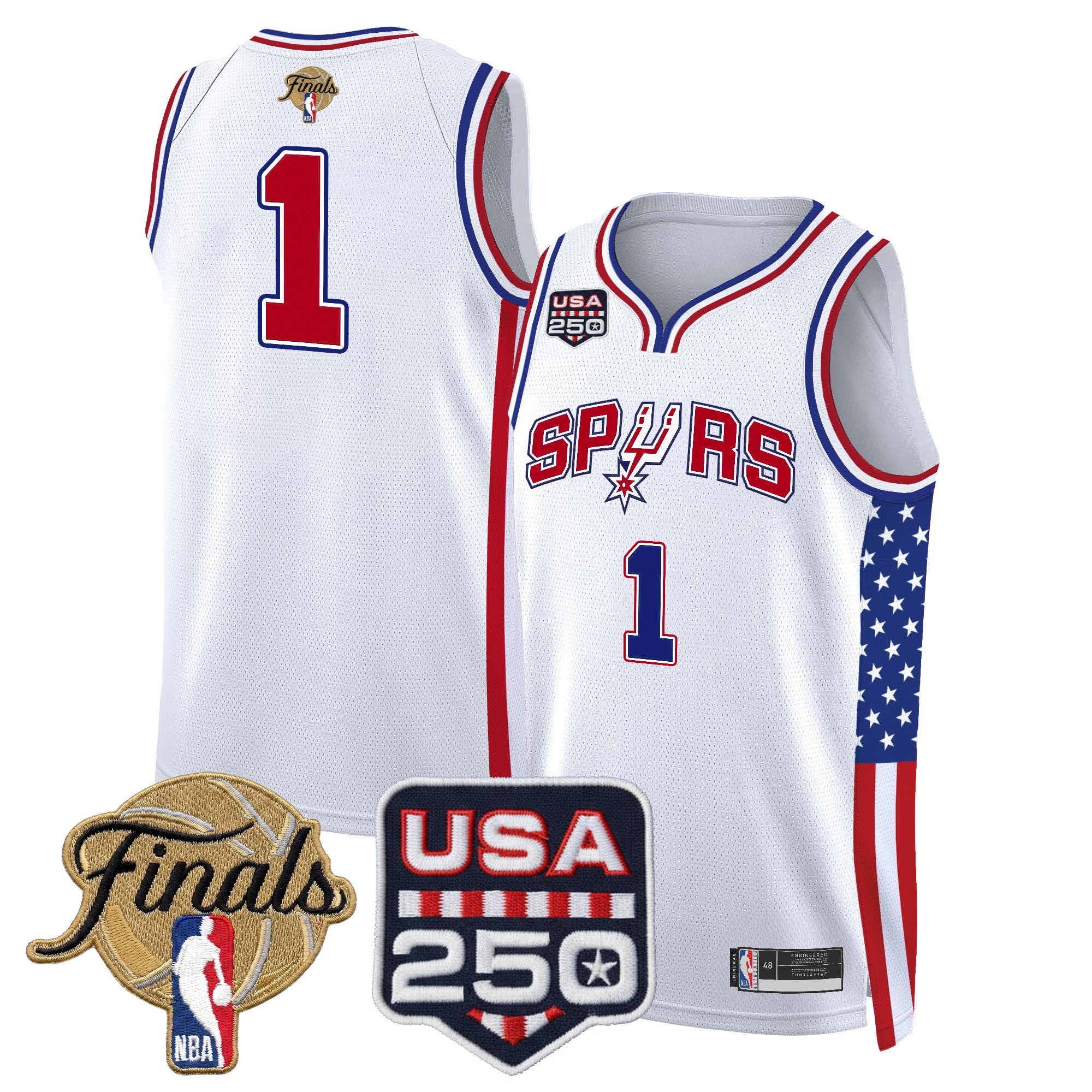 Men's San Antonio Spurs "America 250 Edition" 2026 Finals Patch Swingman Jersey - All Stitched