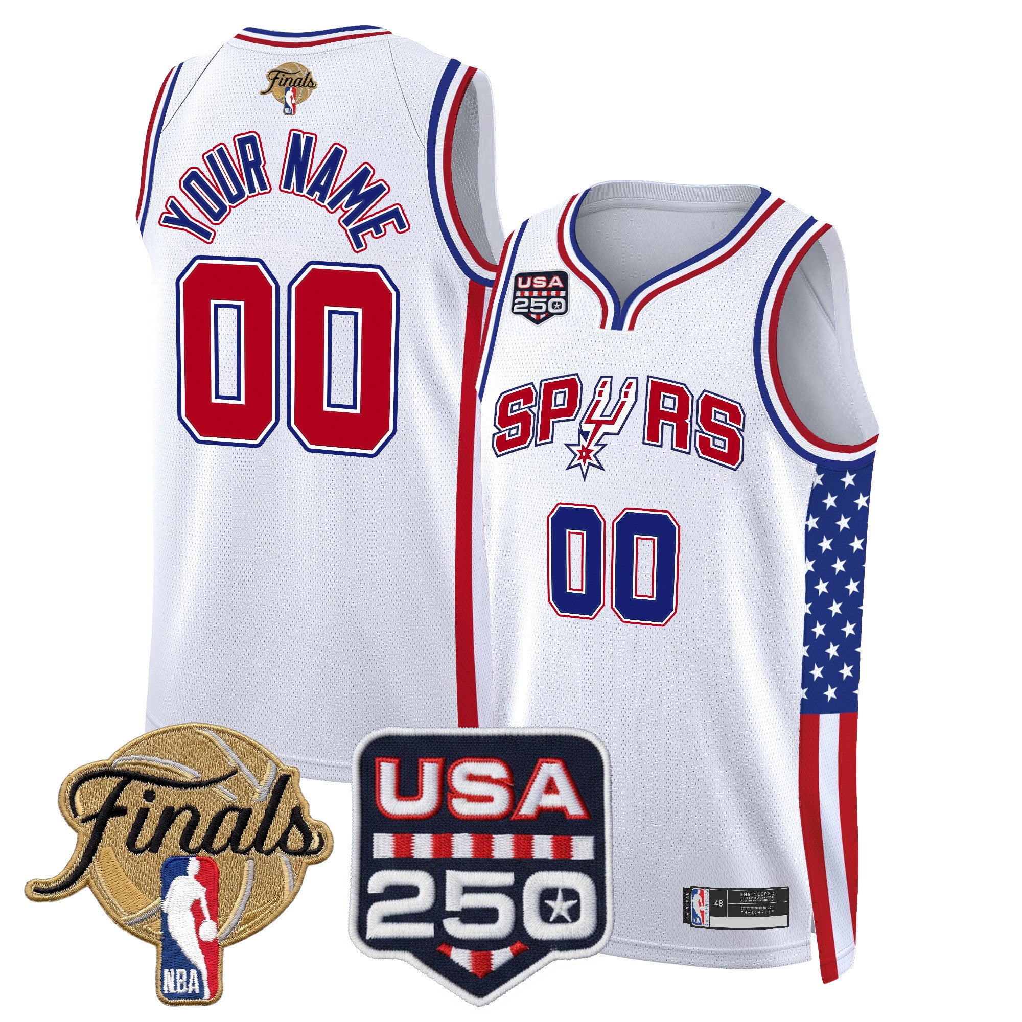 San Antonio Spurs "America 250 Edition" 2026 Finals Patch Custom Swingman Jersey - All Stitched