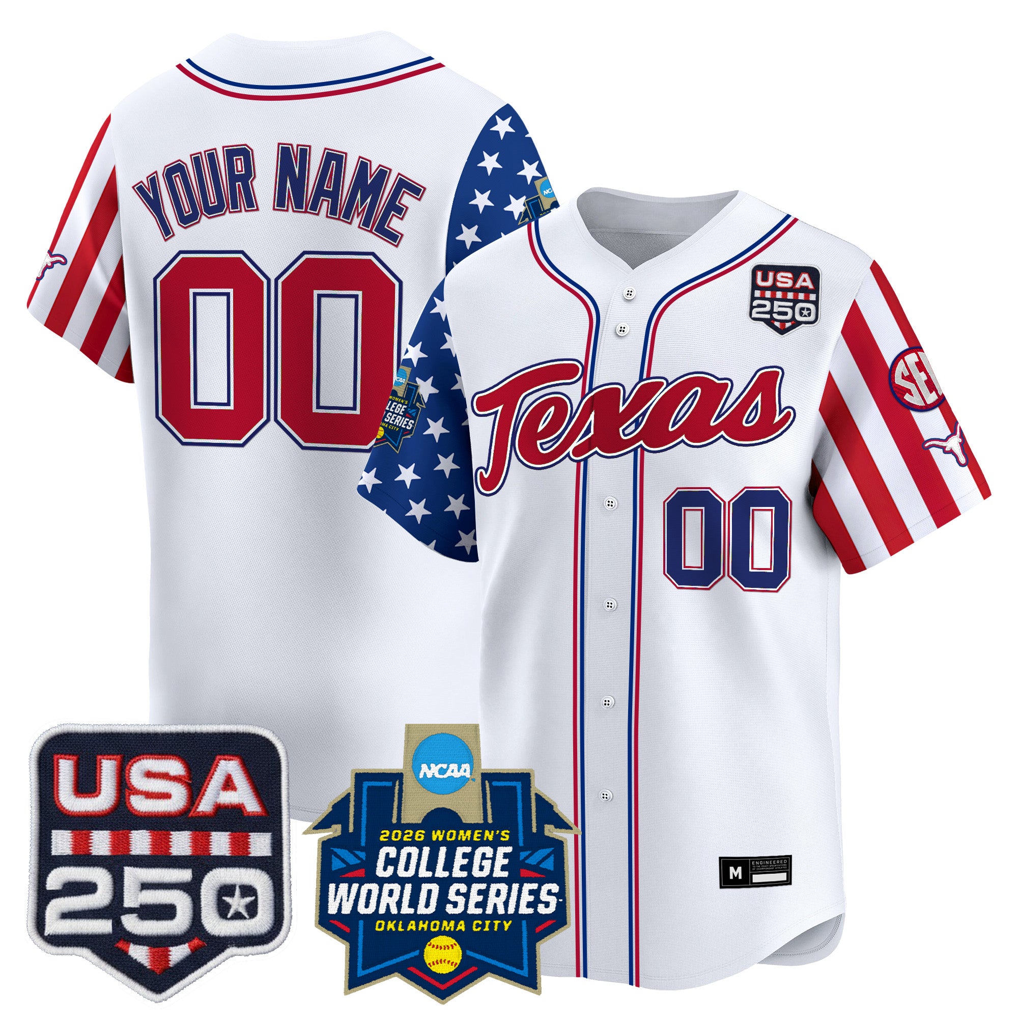 Texas Longhorn "America 250 Edition" Vapor Premier Limited Custom Jersey - 2026 World Series (WCWS) - All Stitched