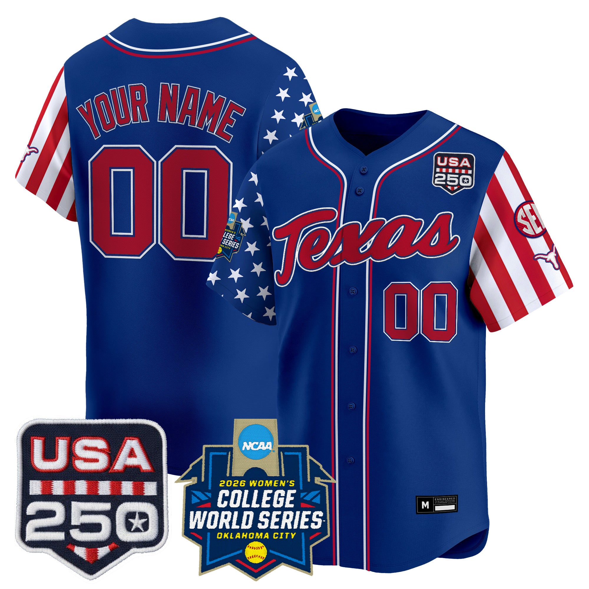 Texas Longhorn "America 250 Edition" Vapor Premier Limited Custom Jersey - 2026 World Series (WCWS) - All Stitched