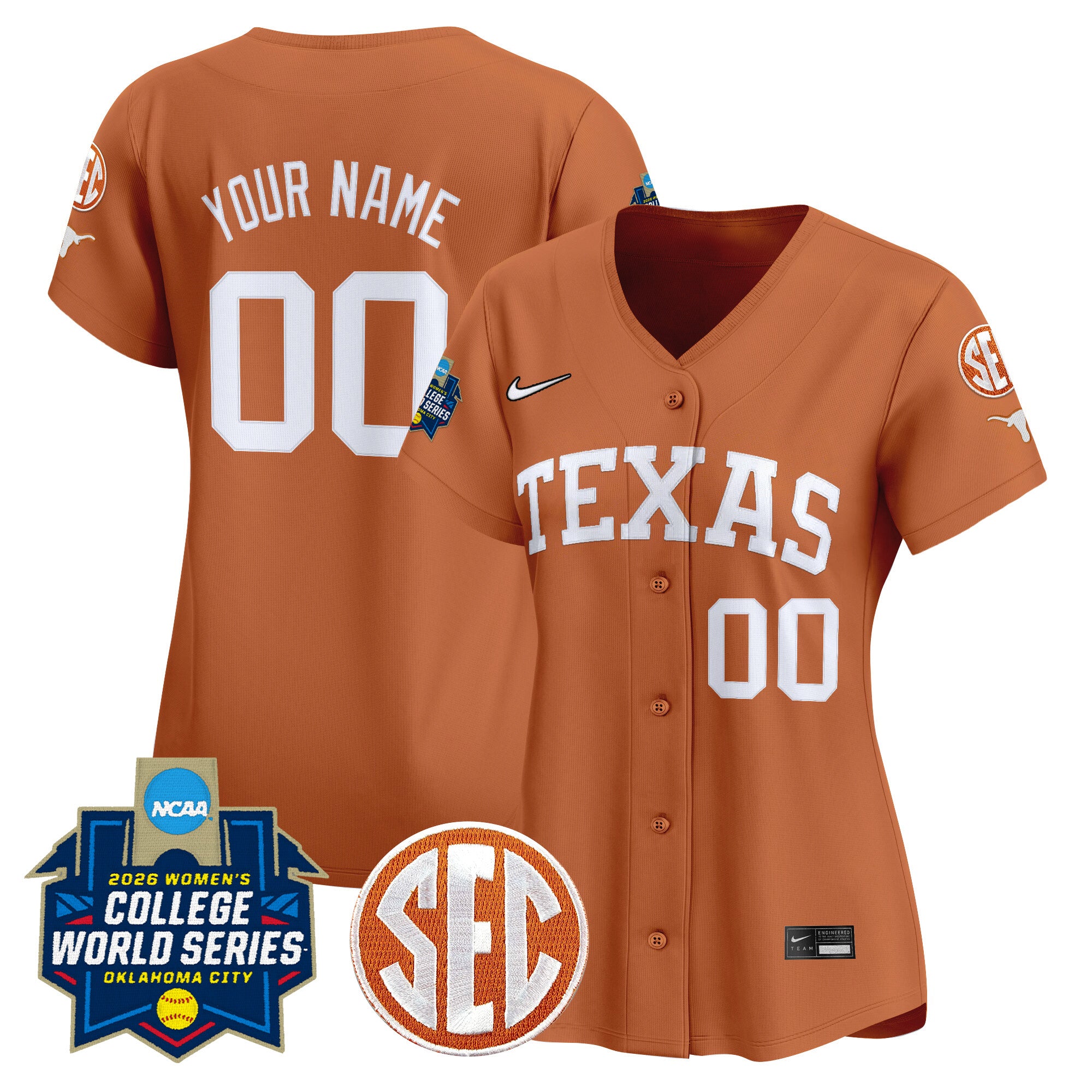 Texas Longhorns Softball 2026 World Series (WCWS) Vapor Premier Limited Custom Jersey - All Stitched