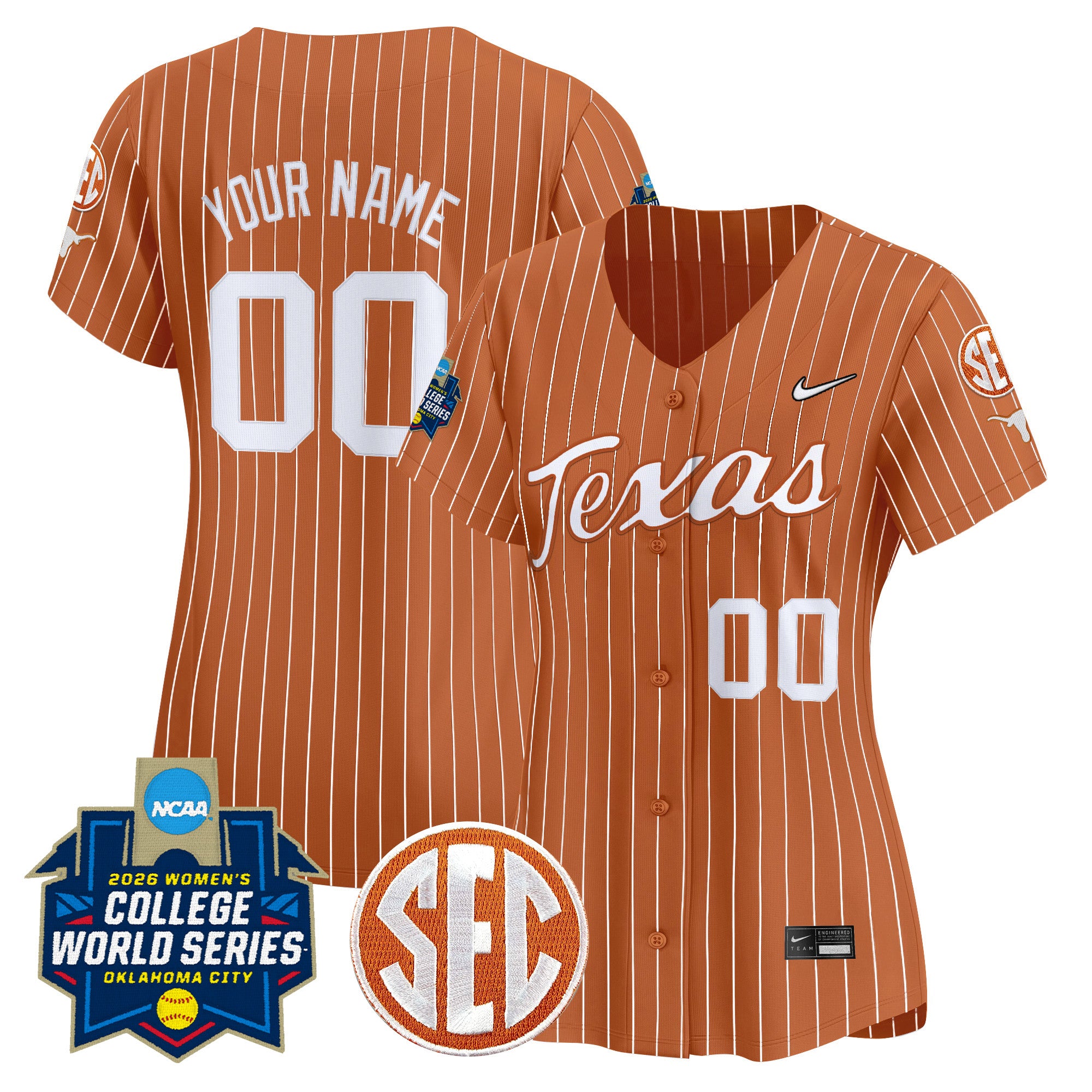 Texas Longhorns Softball 2026 World Series (WCWS) Vapor Premier Limited Custom Jersey - All Stitched