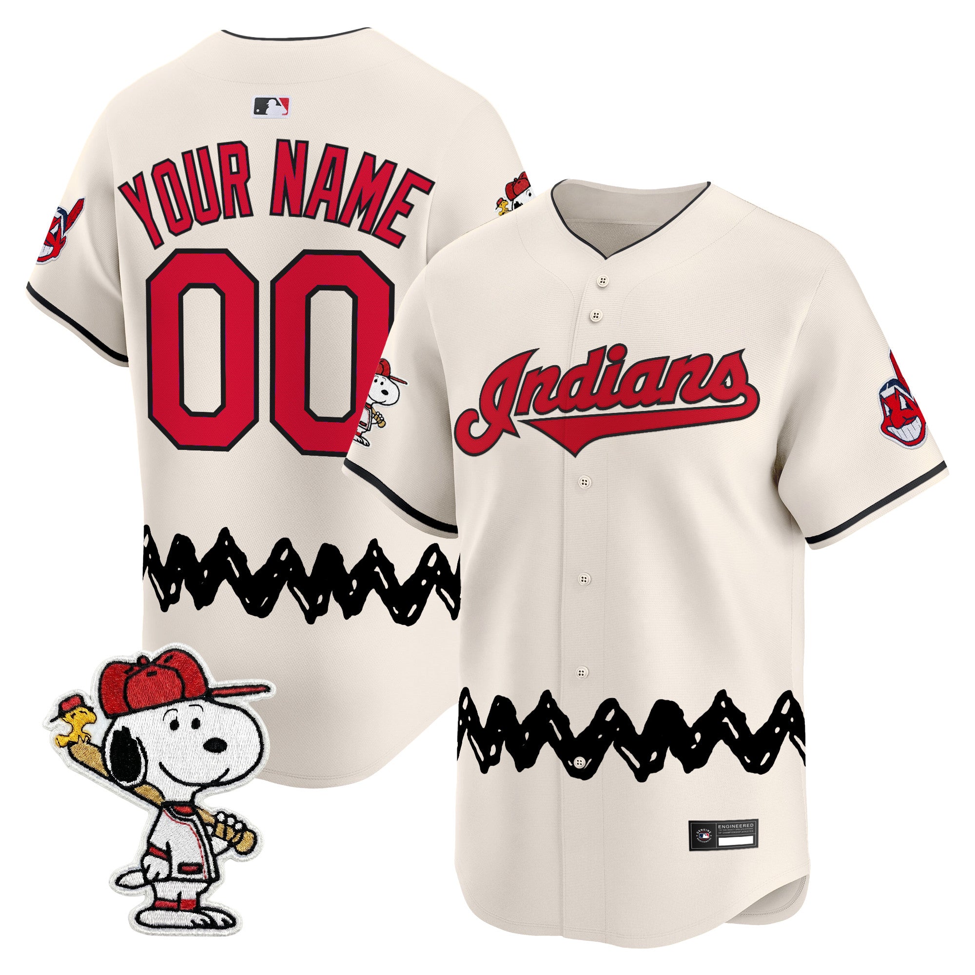 Cleveland Indians x Peanuts Vapor Premier Limited Custom Jersey - Stitched