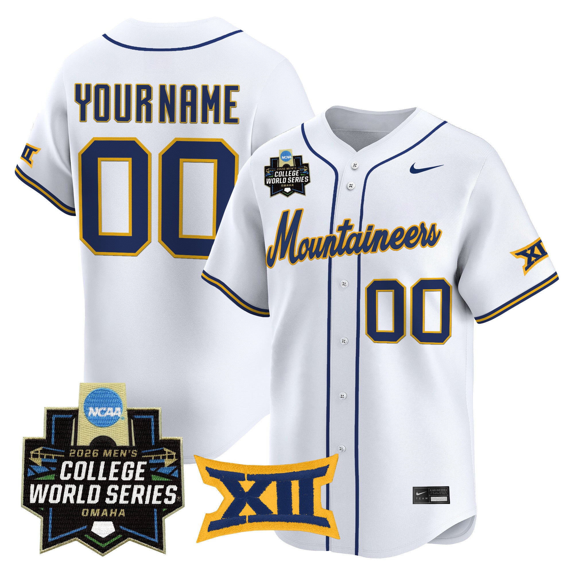 West Virginia Mountaineers 2026 World Series Patch Vapor Premier Limited Custom Jersey - All Stitched