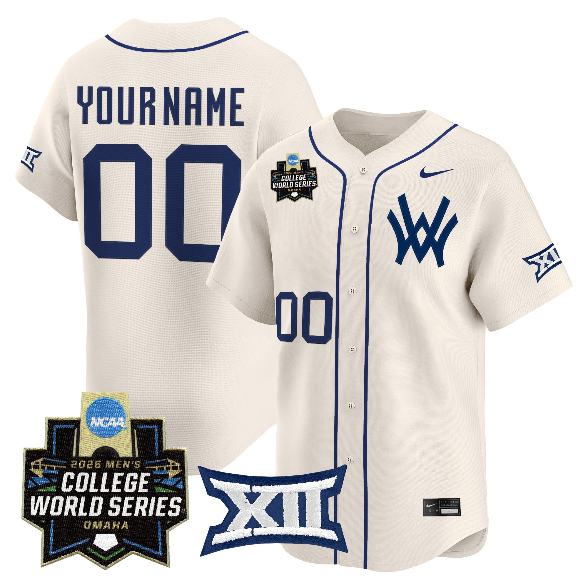 West Virginia Mountaineers 2026 World Series Patch Vapor Premier Limited Custom Jersey - All Stitched