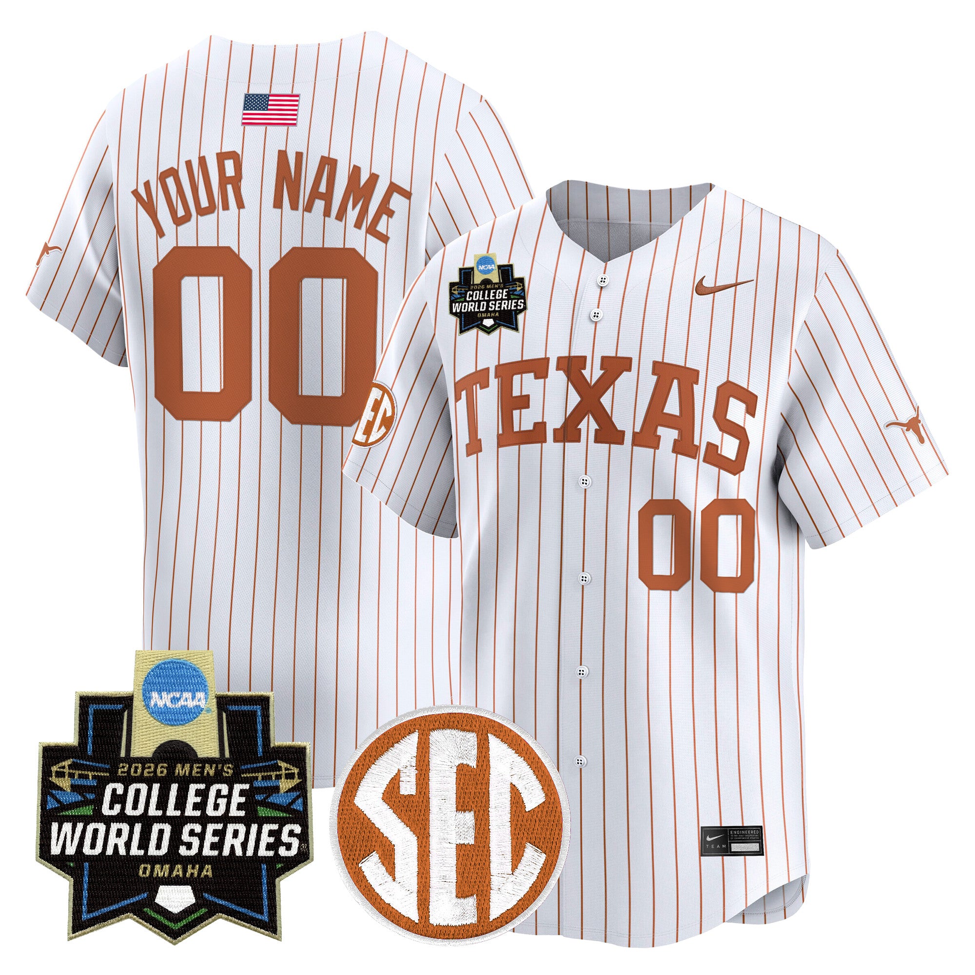 Texas Longhorns 2026 World Series Vapor Premier Limited Custom Jersey - All Stitched