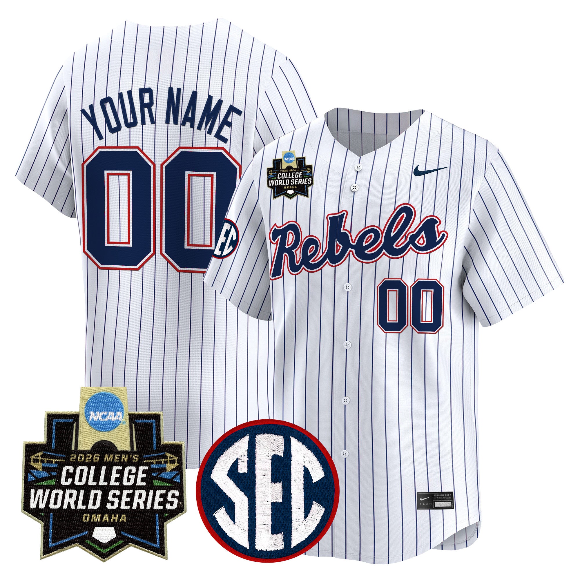Ole Miss Rebels 2026 World Series Vapor Premier Limited Custom Jersey - All Stitched