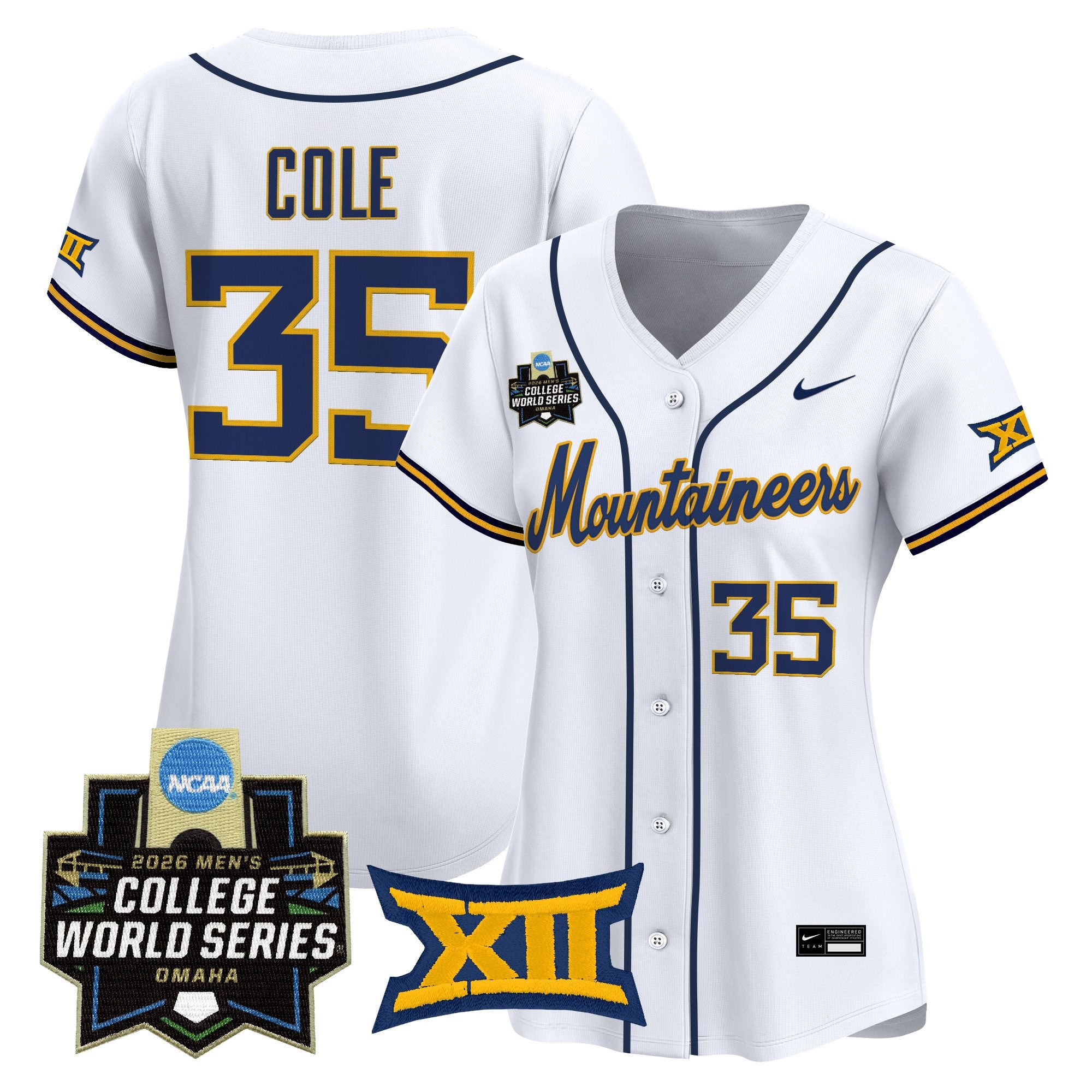Women's West Virginia Mountaineers 2026 World Series Patch Vapor Premier Limited Jersey - All Stitched