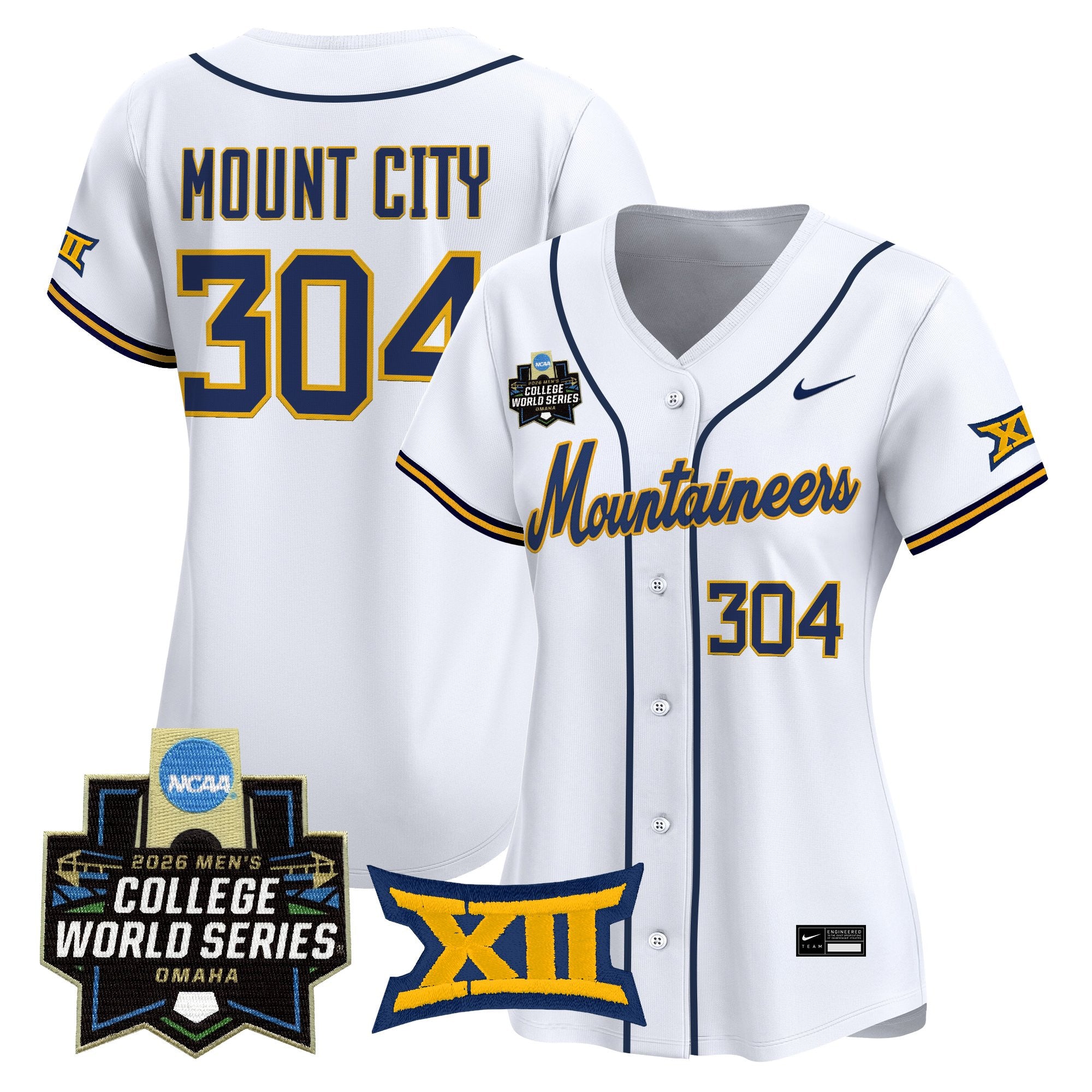 Women's West Virginia Mountaineers 2026 World Series Patch Vapor Premier Limited Jersey - All Stitched