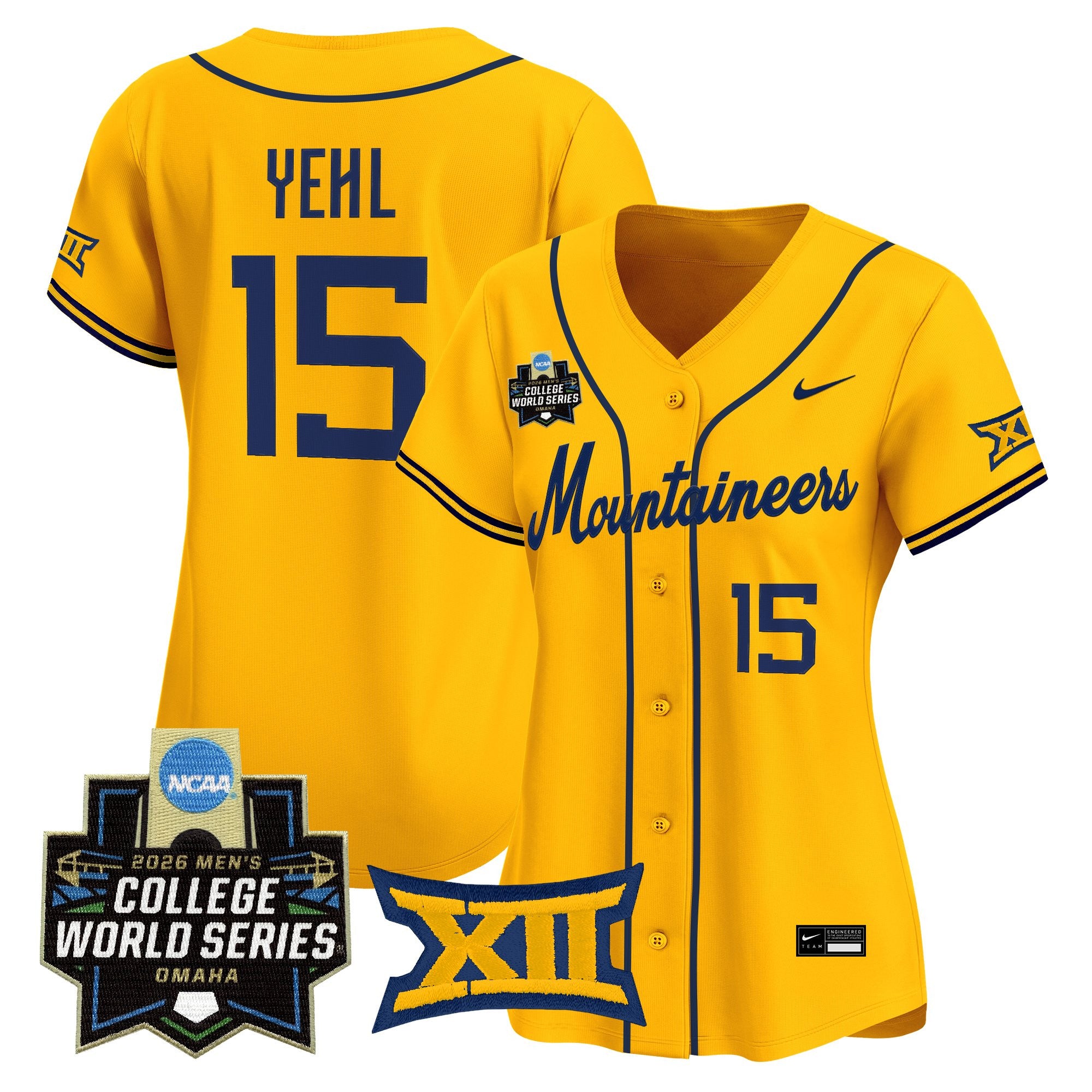 Women's West Virginia Mountaineers 2026 World Series Patch Vapor Premier Limited Jersey - All Stitched