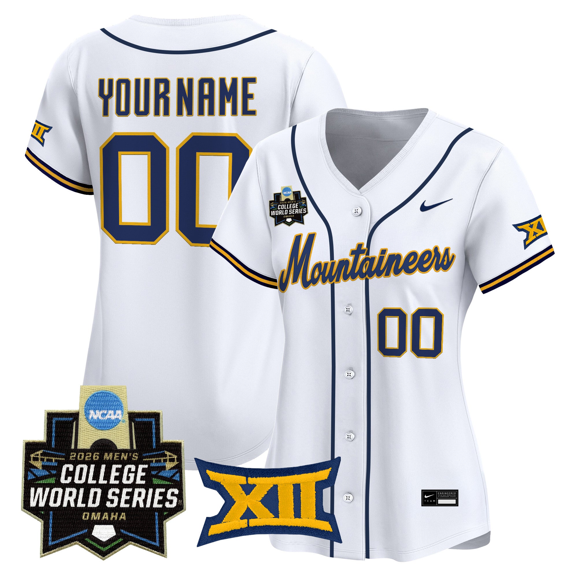 West Virginia Mountaineers 2026 World Series Patch Vapor Premier Limited Custom Jersey - All Stitched