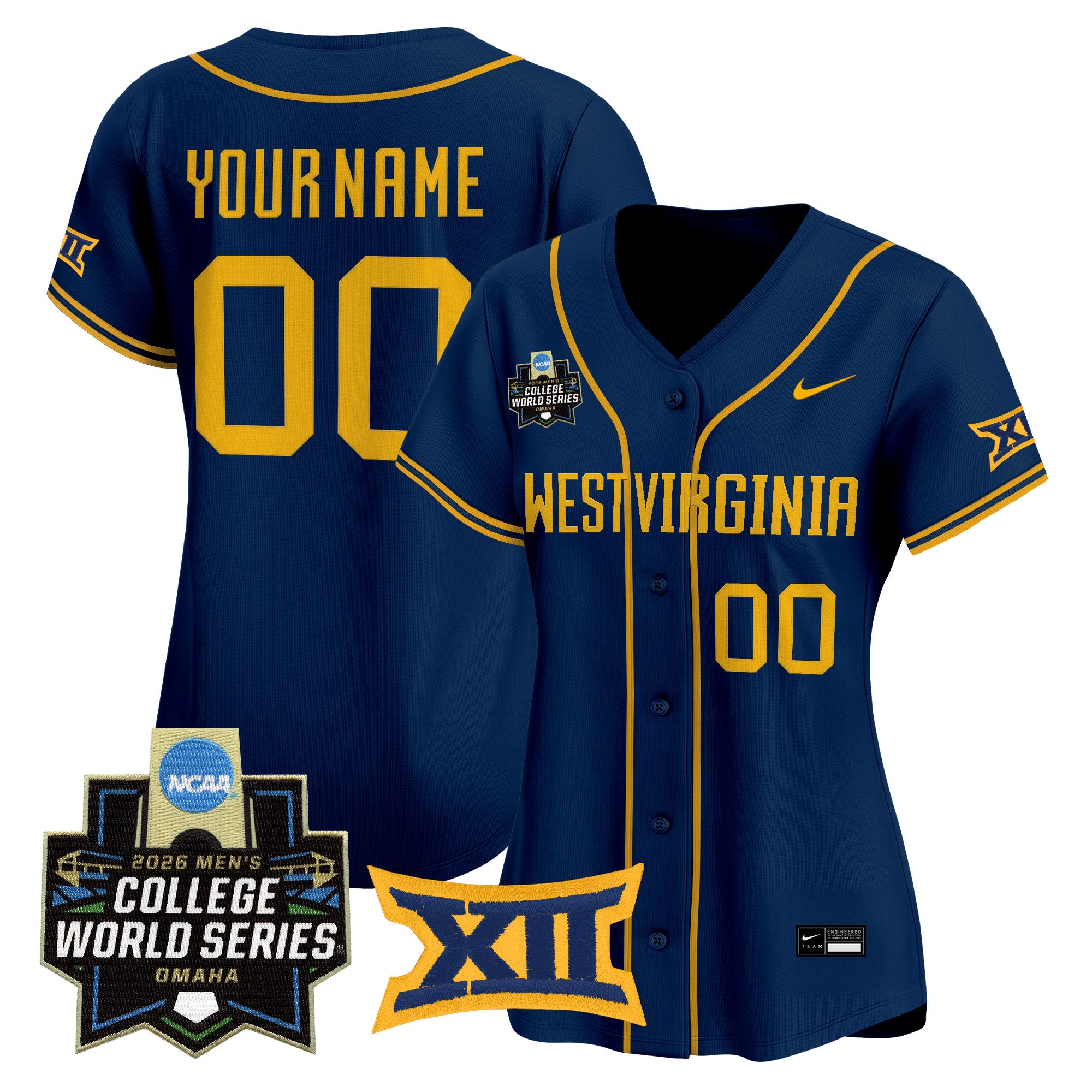 West Virginia Mountaineers 2026 World Series Patch Vapor Premier Limited Custom Jersey - All Stitched