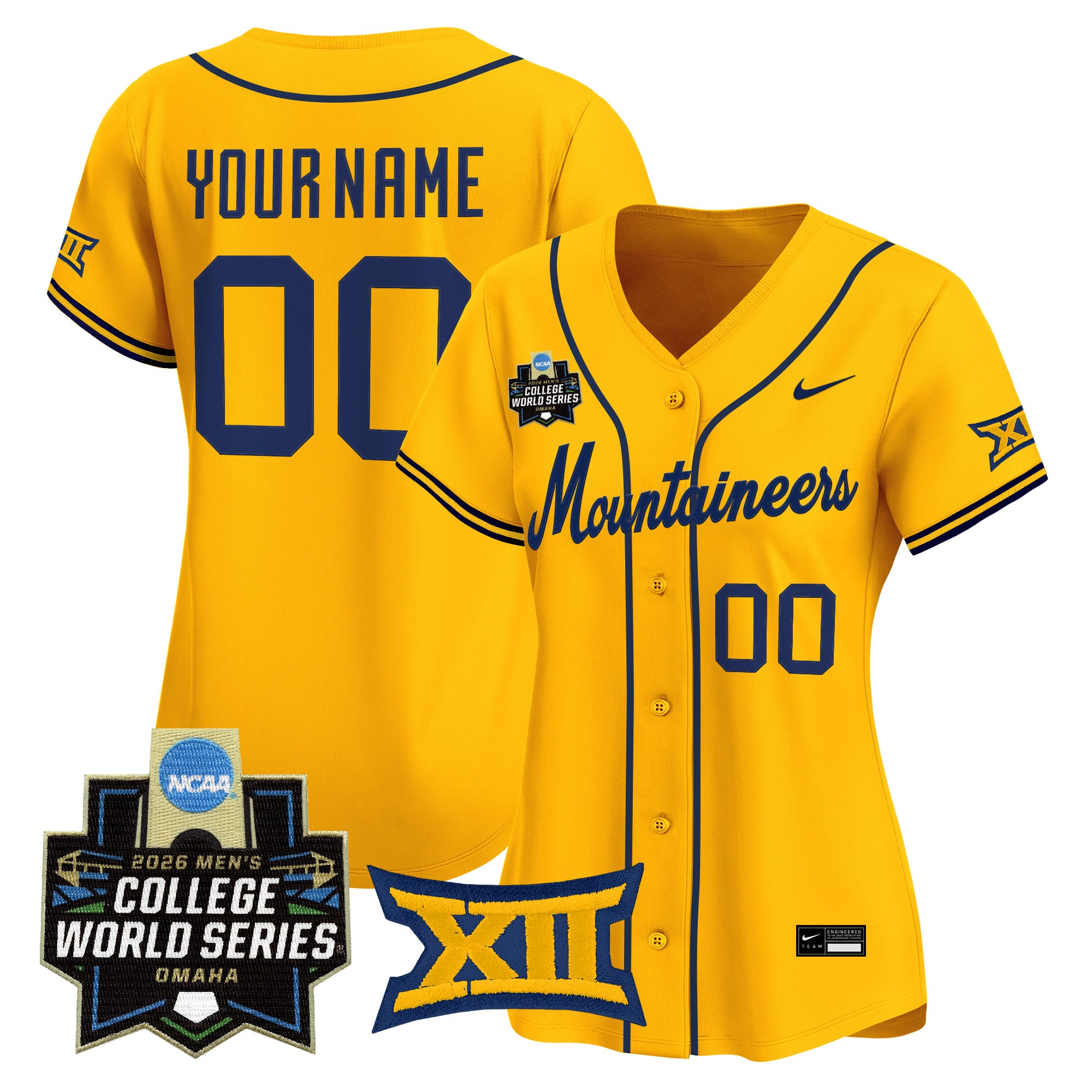 West Virginia Mountaineers 2026 World Series Patch Vapor Premier Limited Custom Jersey - All Stitched
