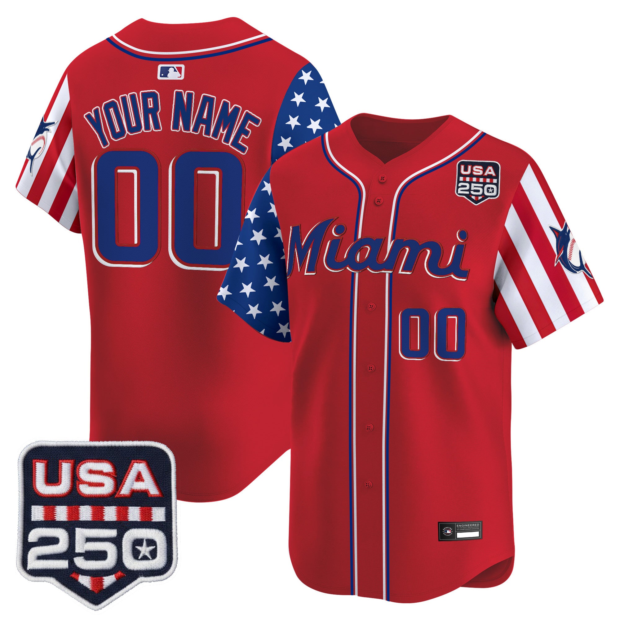 Miami Marlins "America 250 Edition" Vapor Premier Limited Custom Jersey - All Stitched