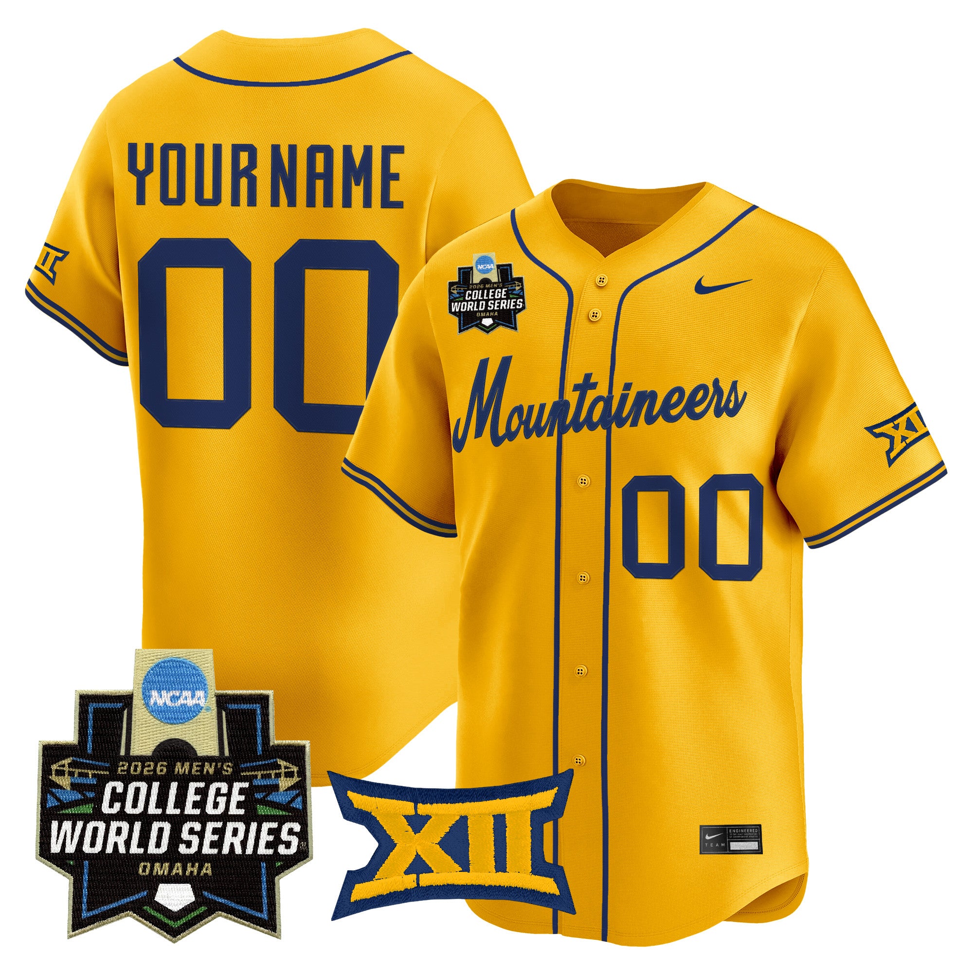 West Virginia Mountaineers 2026 World Series Vapor Premier Limited Custom Jersey V2 - All Stitched