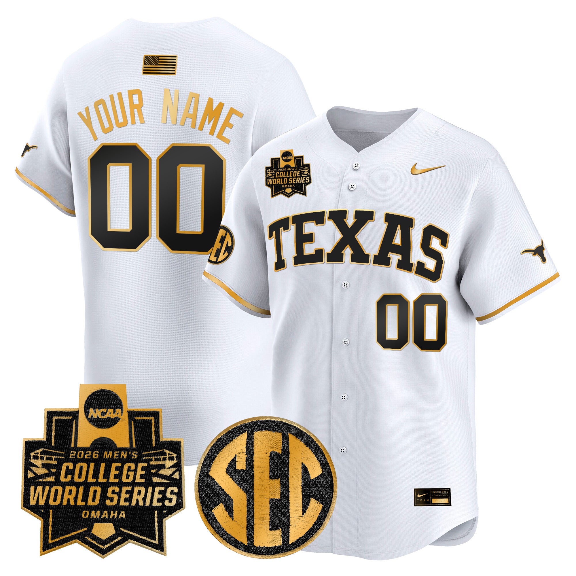 Texas Longhorns 2026 World Series Vapor Premier Limited Custom Jersey V2 - All Stitched