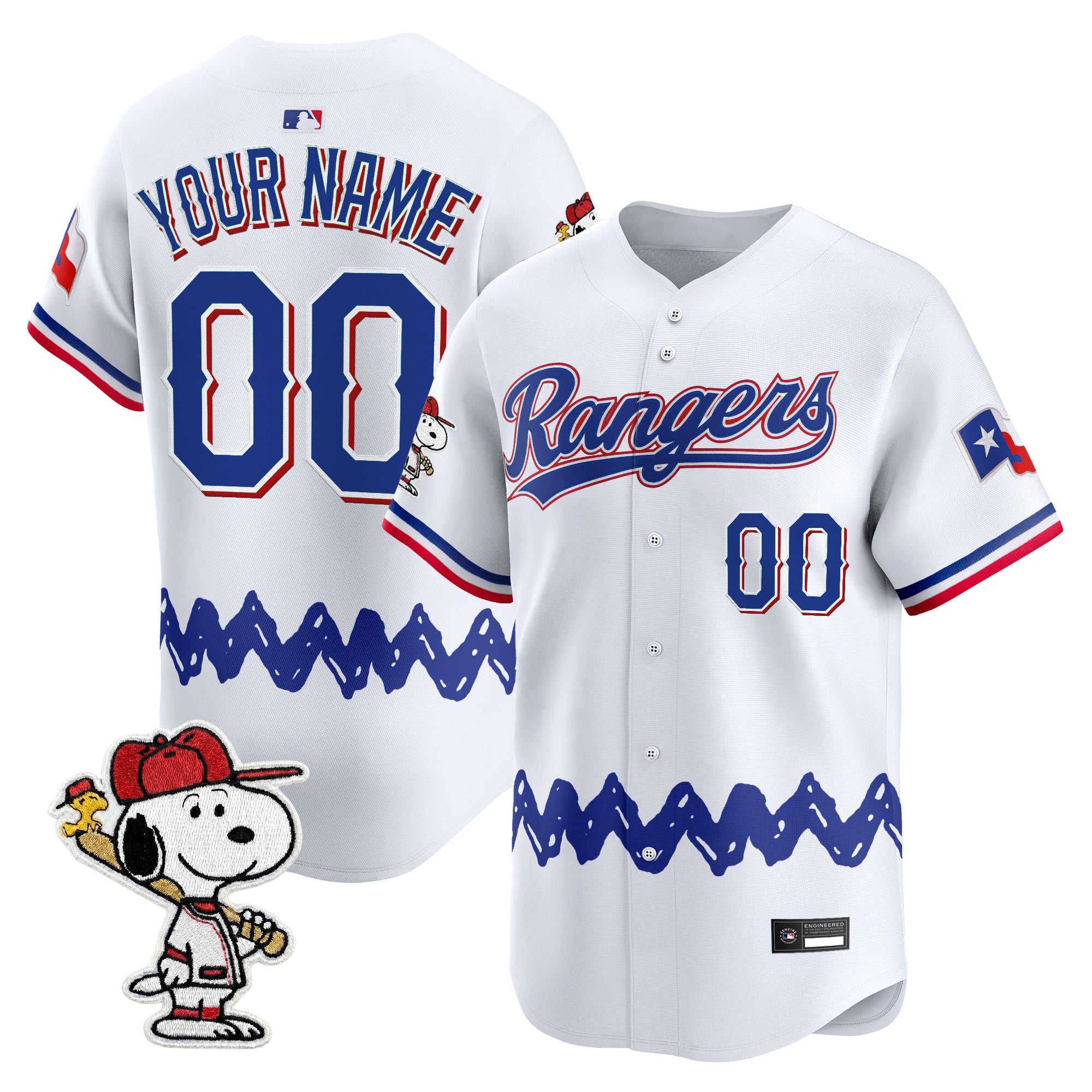Texas Rangers x Peanuts Vapor Premier Limited Custom Jersey - Stitched