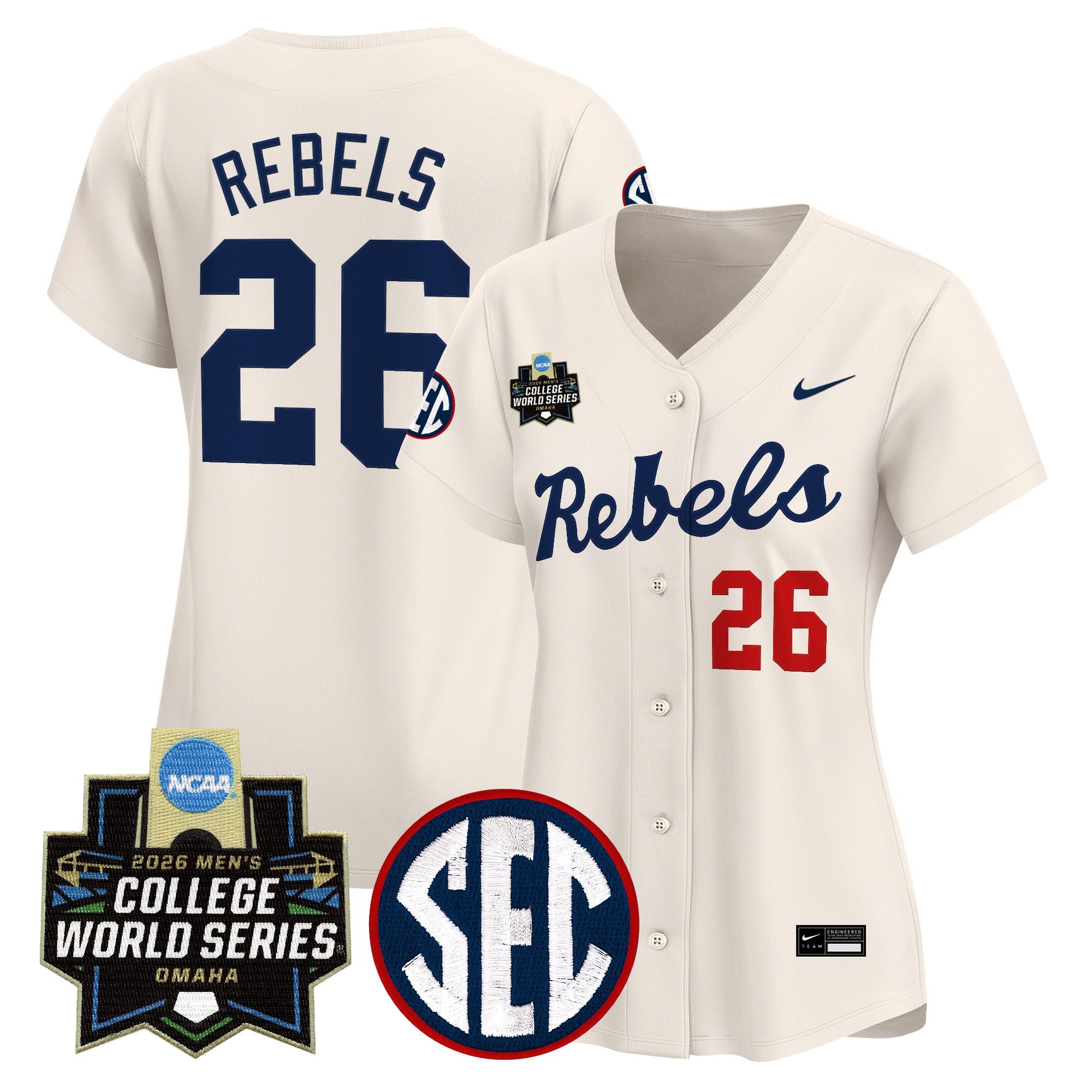 Women's Ole Miss Rebels 2026 World Series Vapor Premier Limited Jersey - All Stitched
