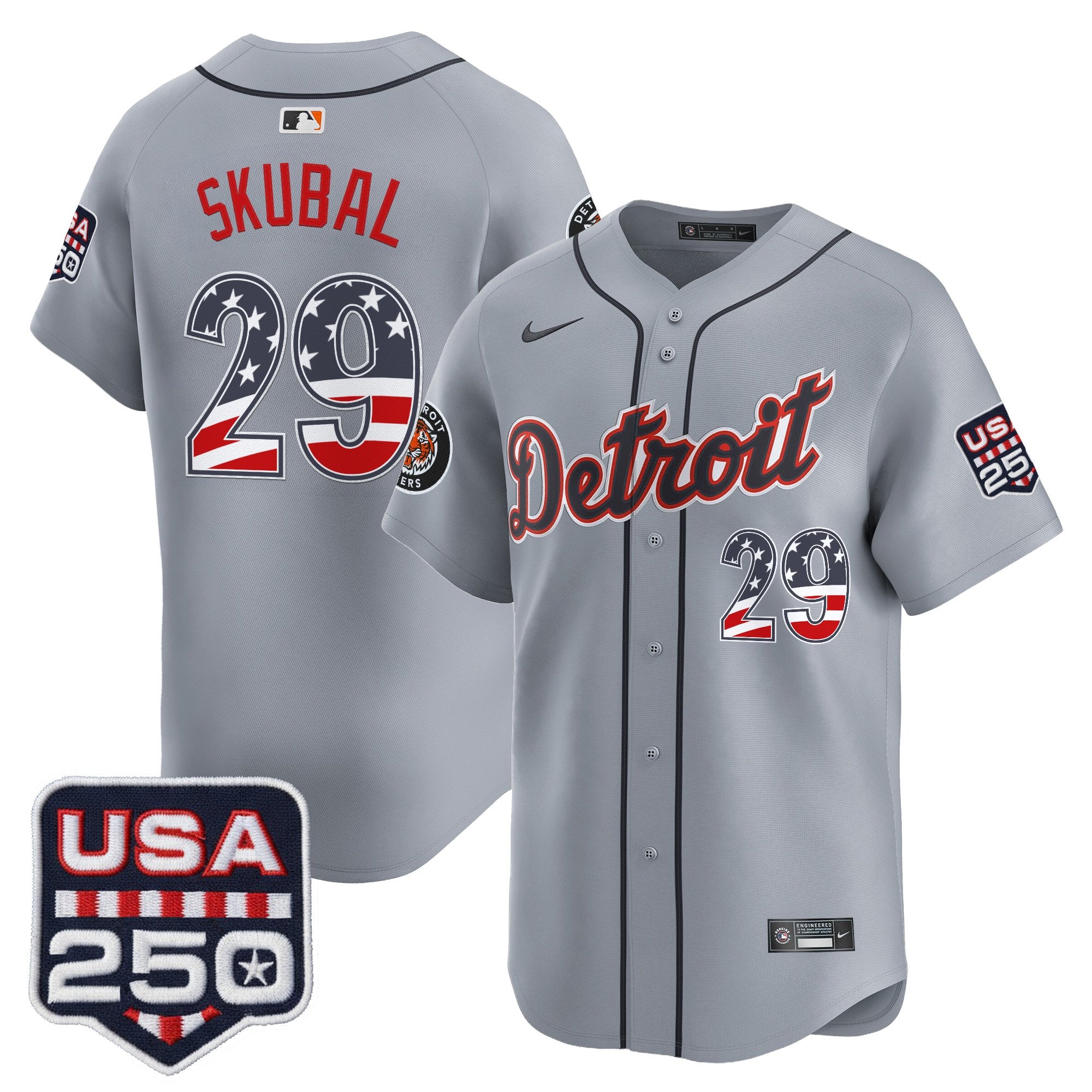 Men's Detroit Tigers USA 250 Fourth of July Vapor Premier Limited Jersey - All Stitched