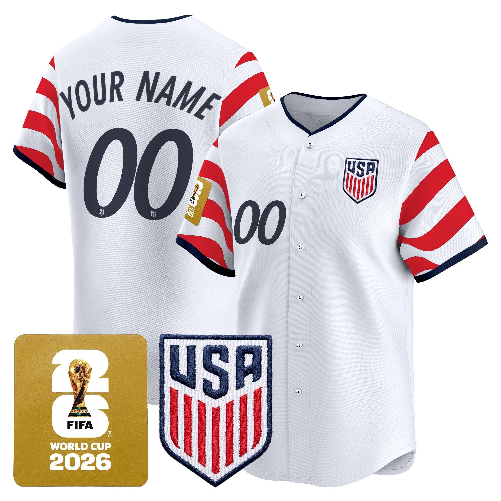 USMNT 2026 World Cup Vapor Custom Baseball Jersey - Stitched