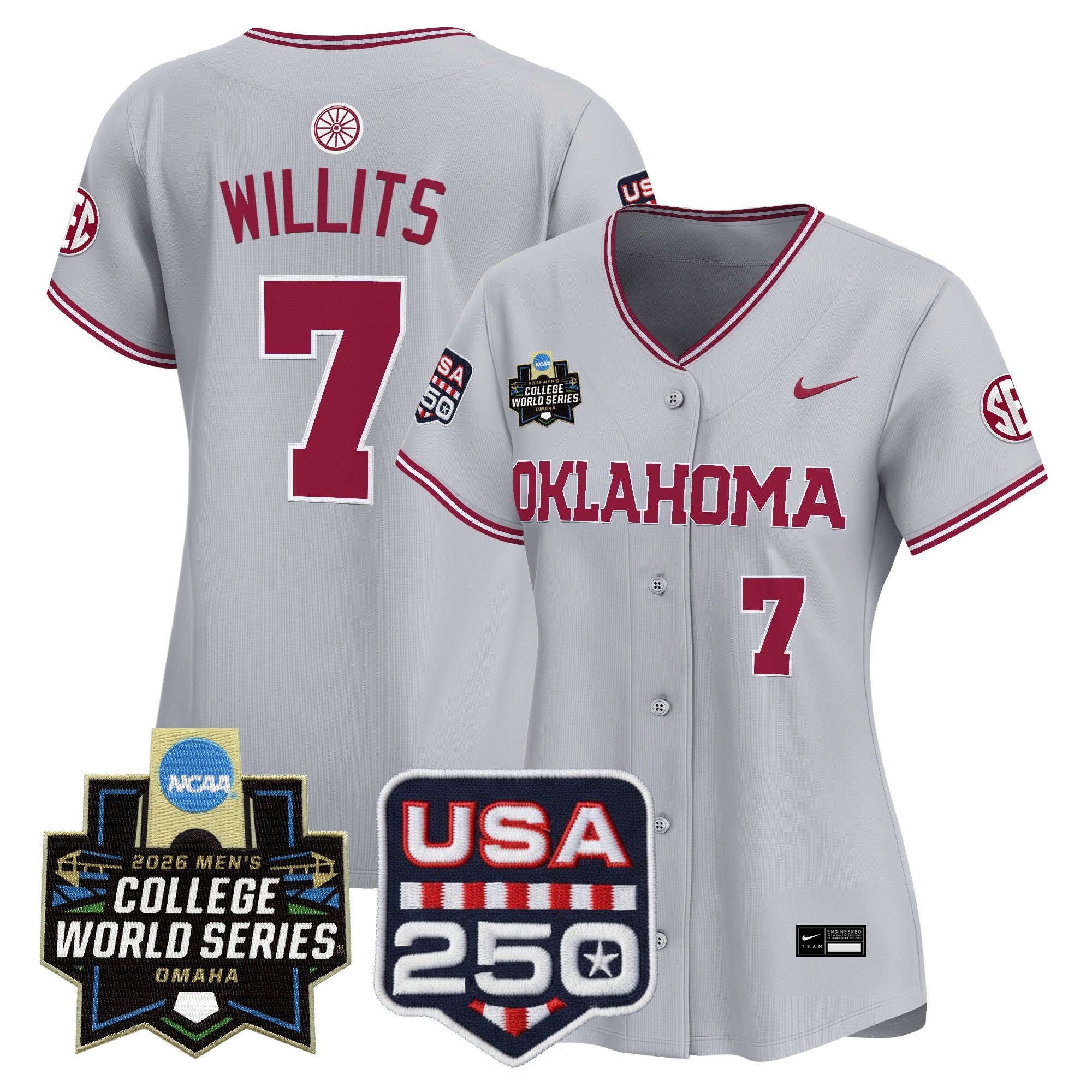 Women's Oklahoma Sooners 2026 World Series Vapor Premier Limited Jersey - 250 America Patch - All Stitched
