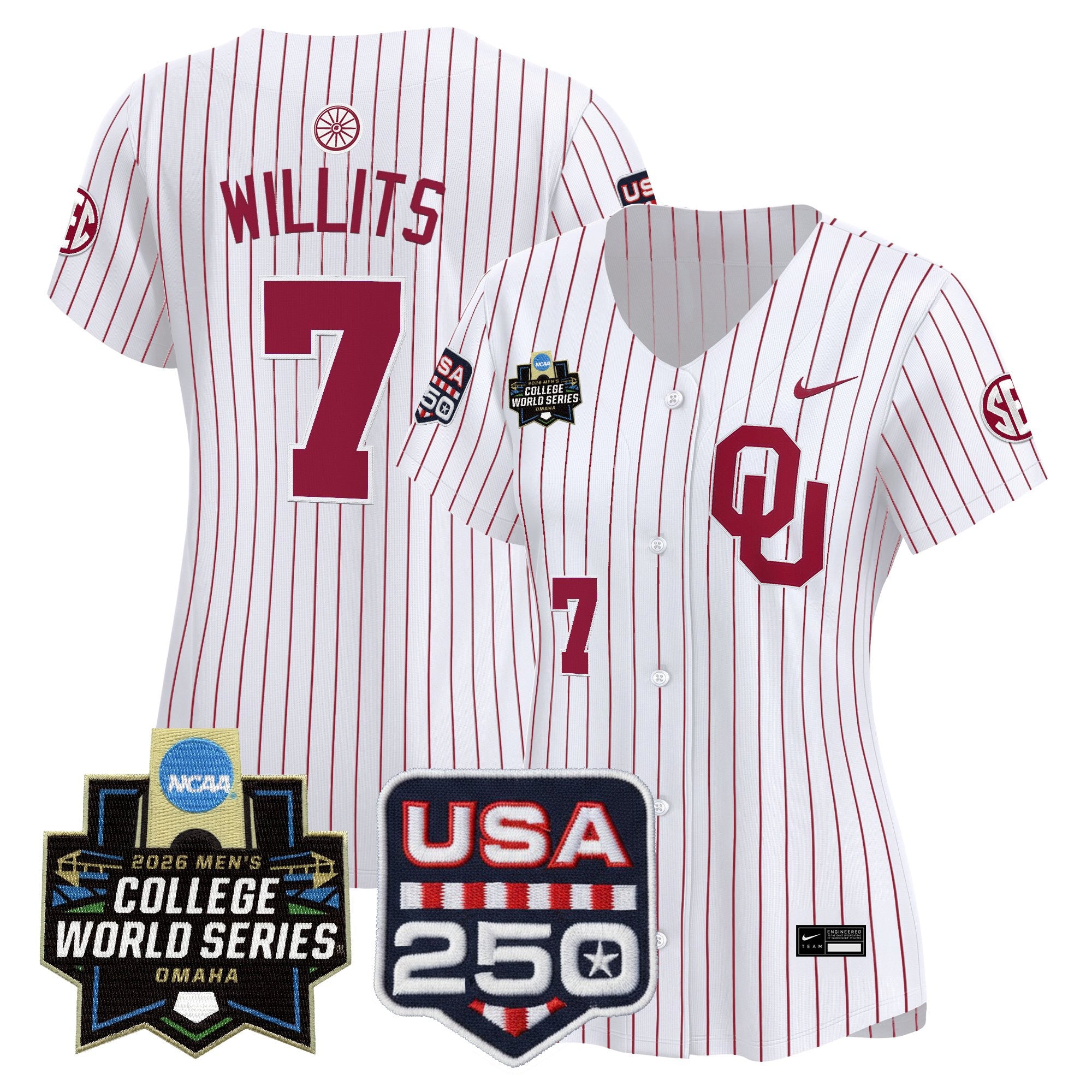 Women's Oklahoma Sooners 2026 World Series Vapor Premier Limited Jersey - 250 America Patch - All Stitched