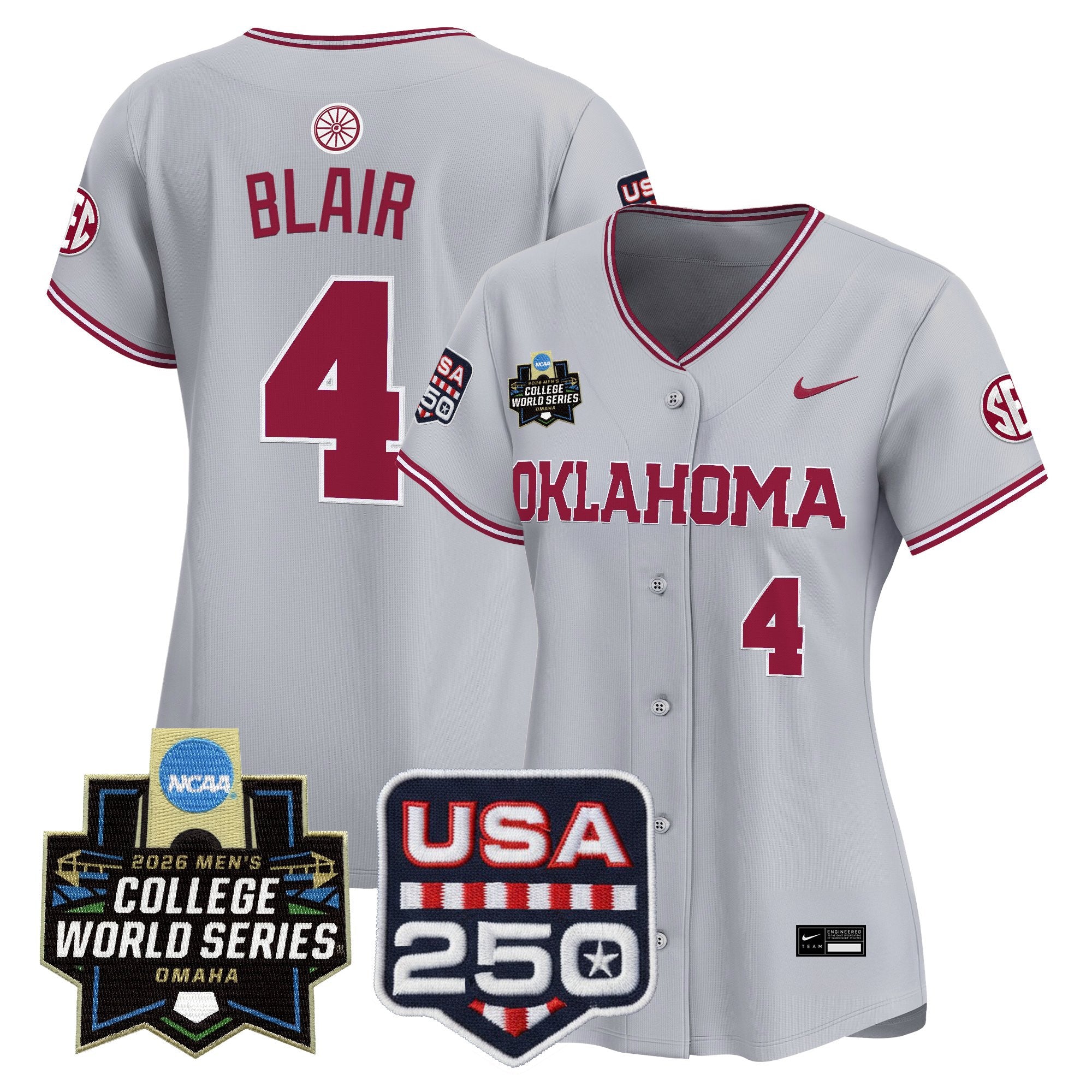 Women's Oklahoma Sooners 2026 World Series Vapor Premier Limited Jersey - 250 America Patch - All Stitched