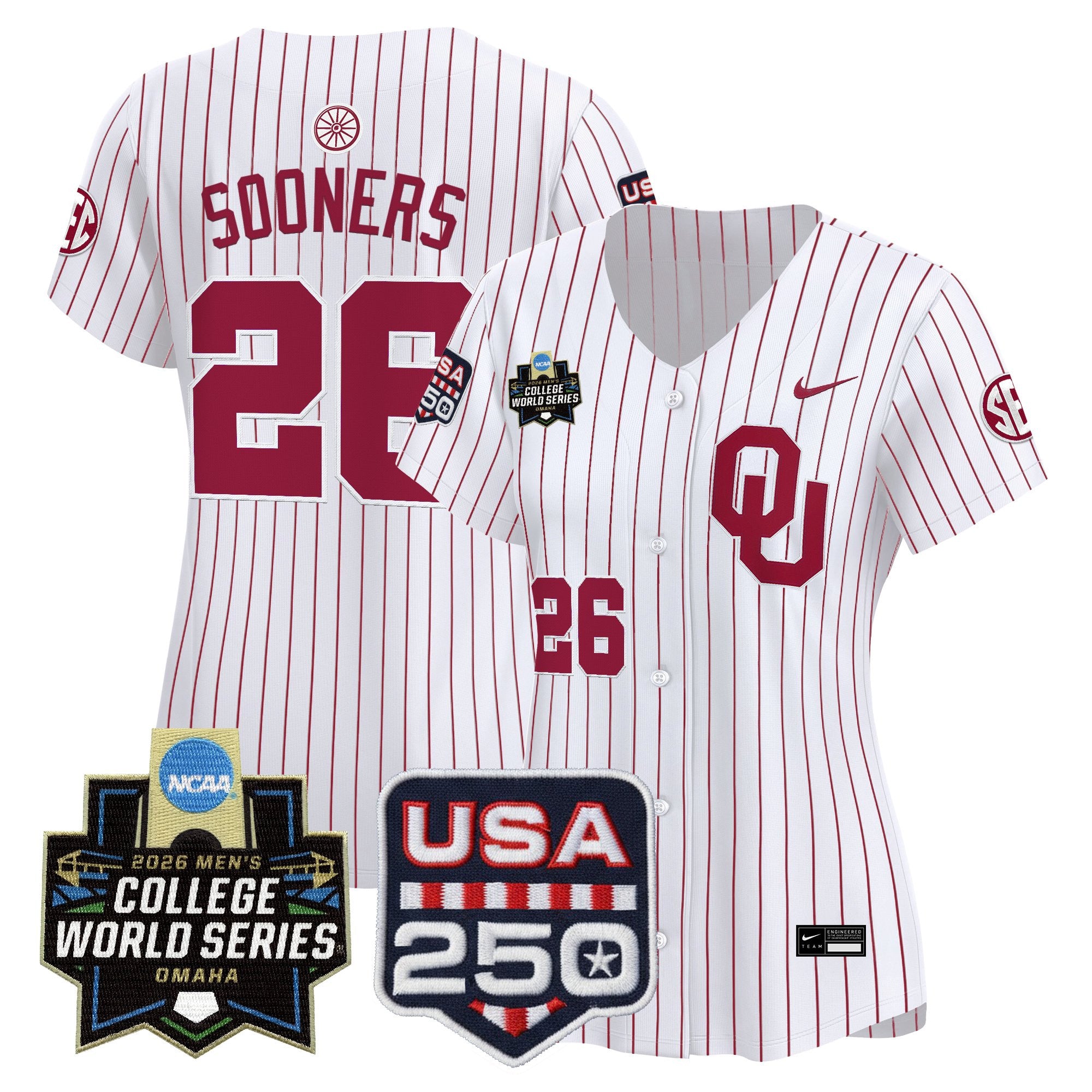 Women's Oklahoma Sooners 2026 World Series Vapor Premier Limited Jersey - 250 America Patch - All Stitched