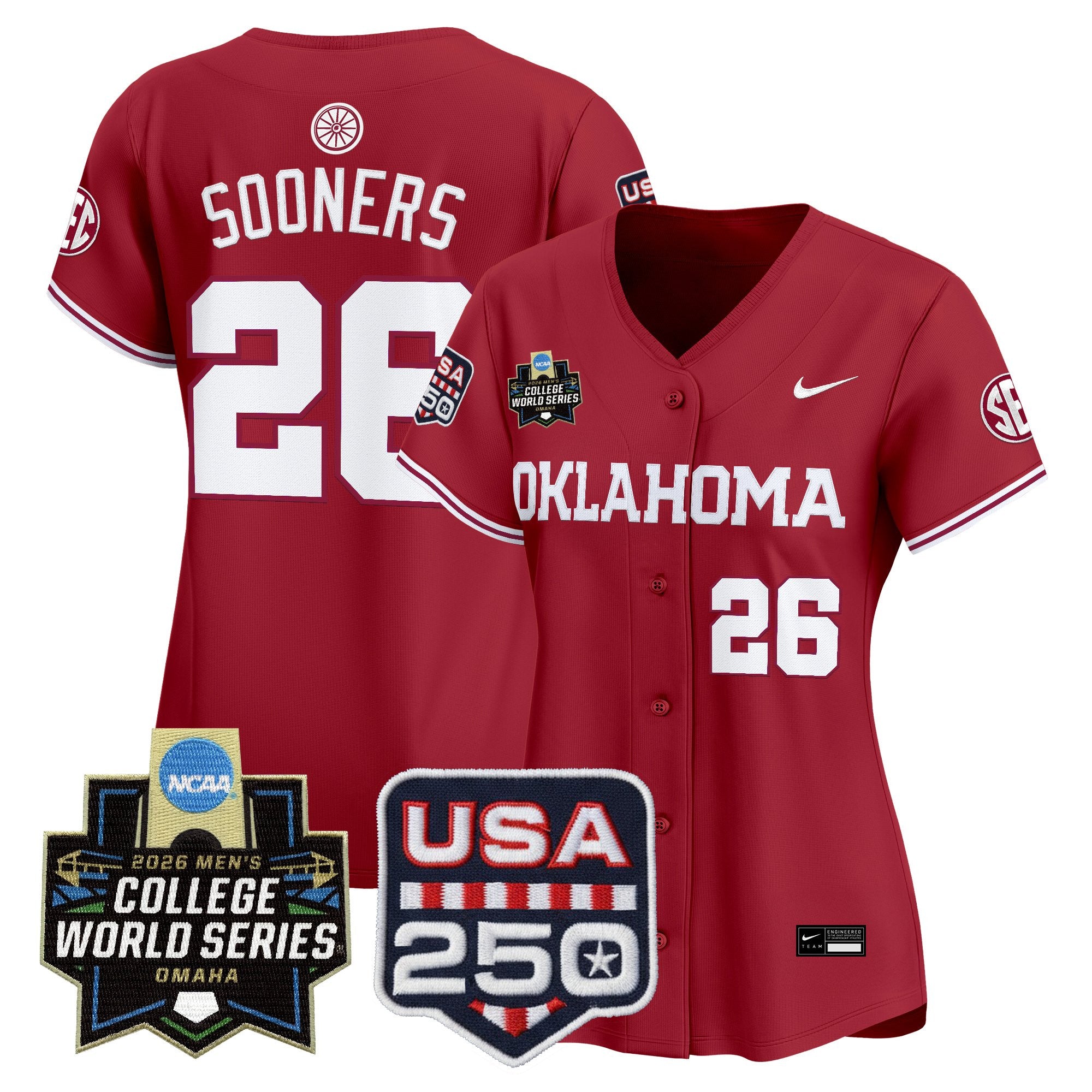 Women's Oklahoma Sooners 2026 World Series Vapor Premier Limited Jersey - 250 America Patch - All Stitched