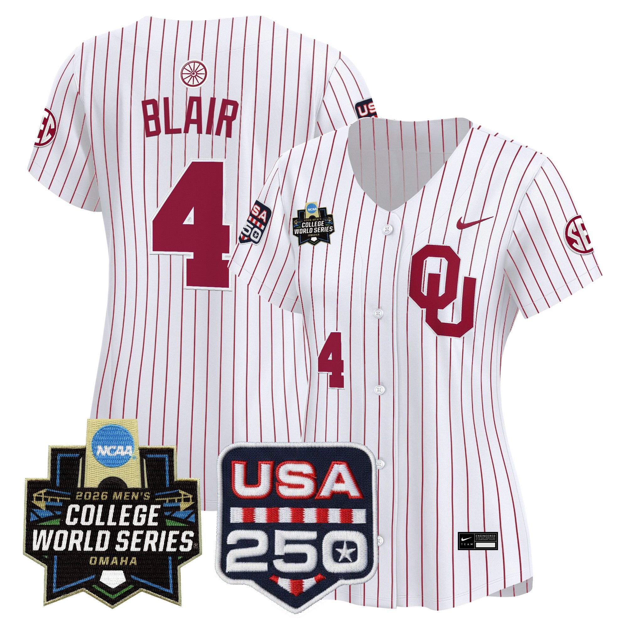 Women's Oklahoma Sooners 2026 World Series Vapor Premier Limited Jersey - 250 America Patch - All Stitched