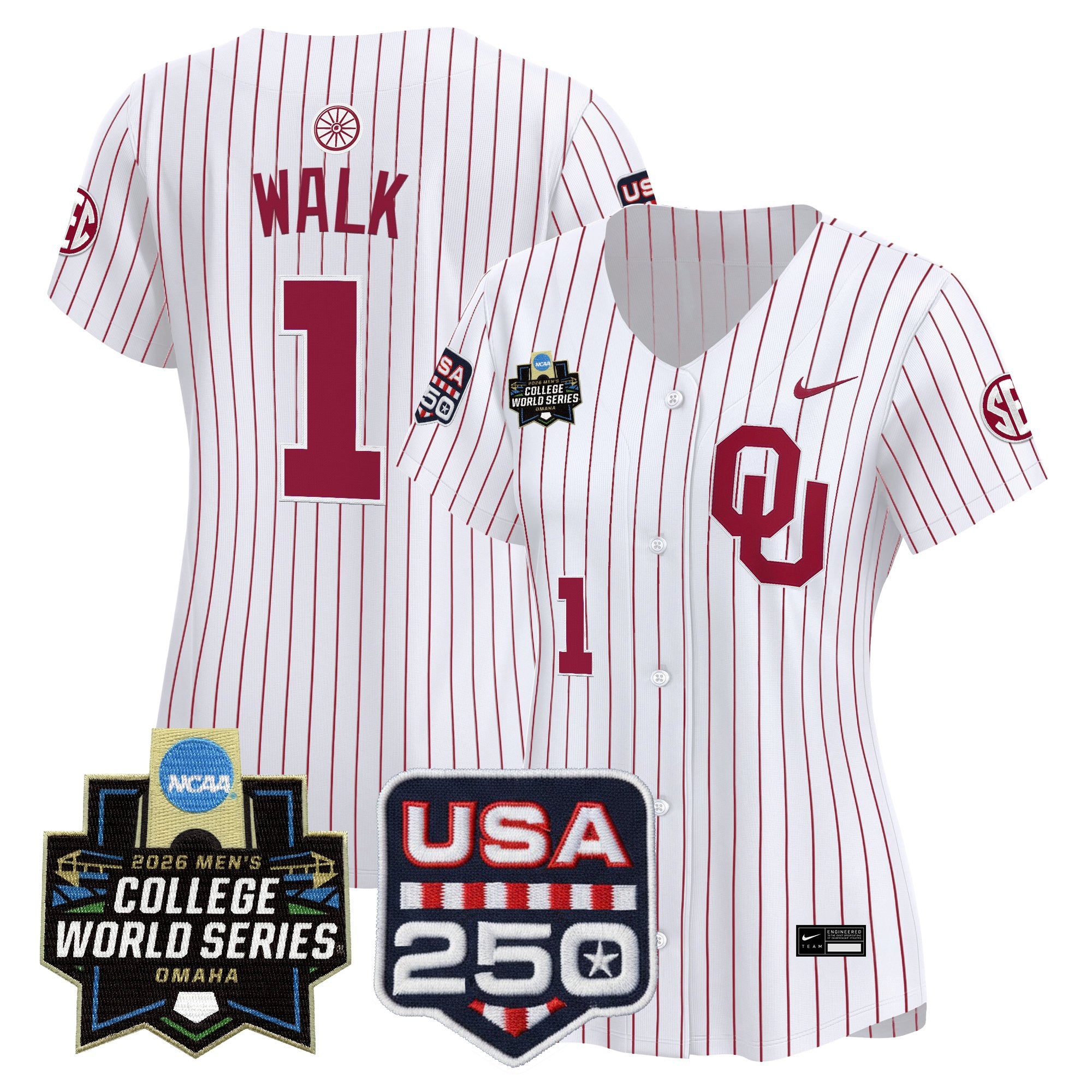 Women's Oklahoma Sooners 2026 World Series Vapor Premier Limited Jersey - 250 America Patch - All Stitched