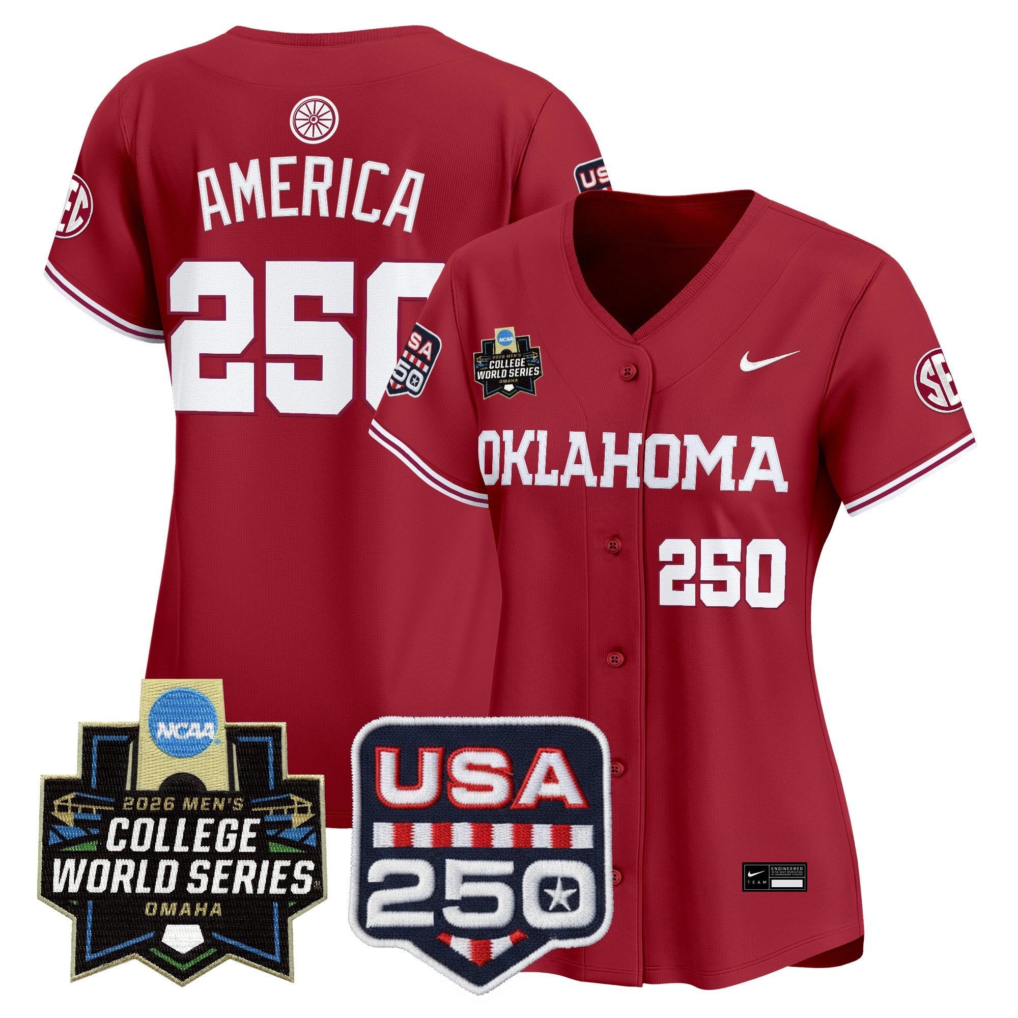 Women's Oklahoma Sooners 2026 World Series Vapor Premier Limited Jersey - 250 America Patch - All Stitched