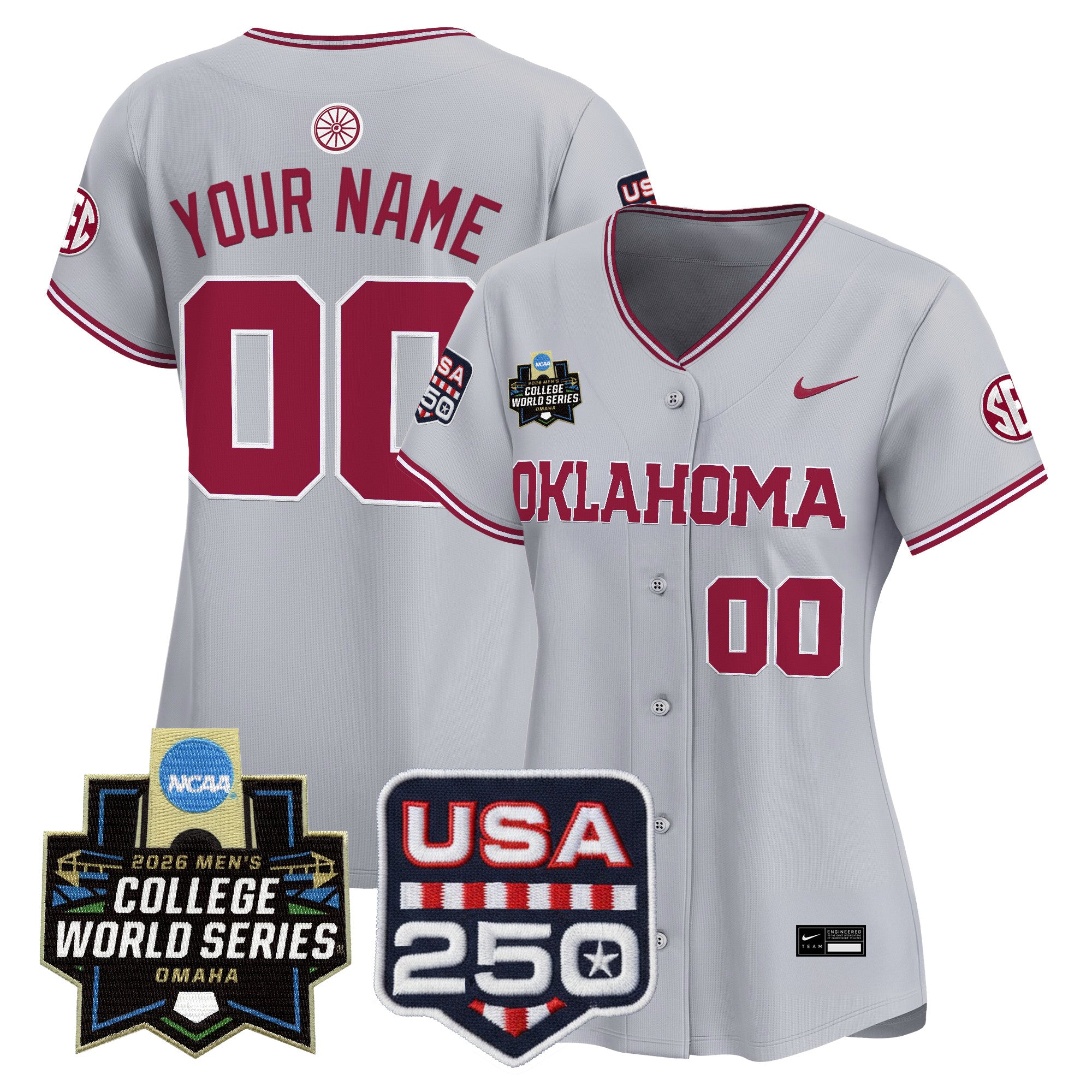 Oklahoma Sooners 2026 World Series Vapor Premier Limited Custom Jersey - 250 America Patch - All Stitched