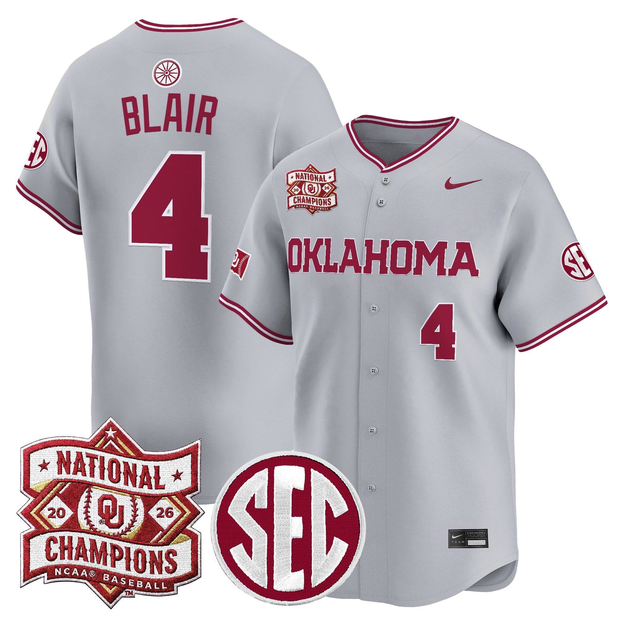 Men's Oklahoma Sooners 2026 National Champions Patch Vapor Premier Limited Jersey V2 - All Stitched