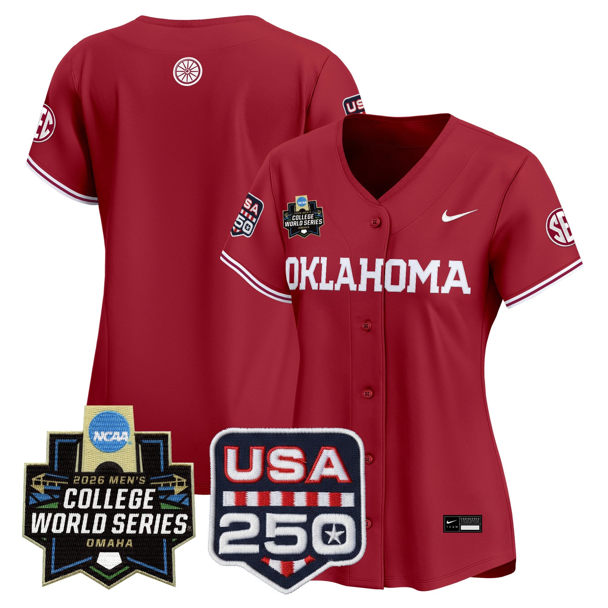 Women's Oklahoma Sooners USA 250 Fourth of July Vapor Premier Limited Jersey - 2026 World Series patch - All Stitched