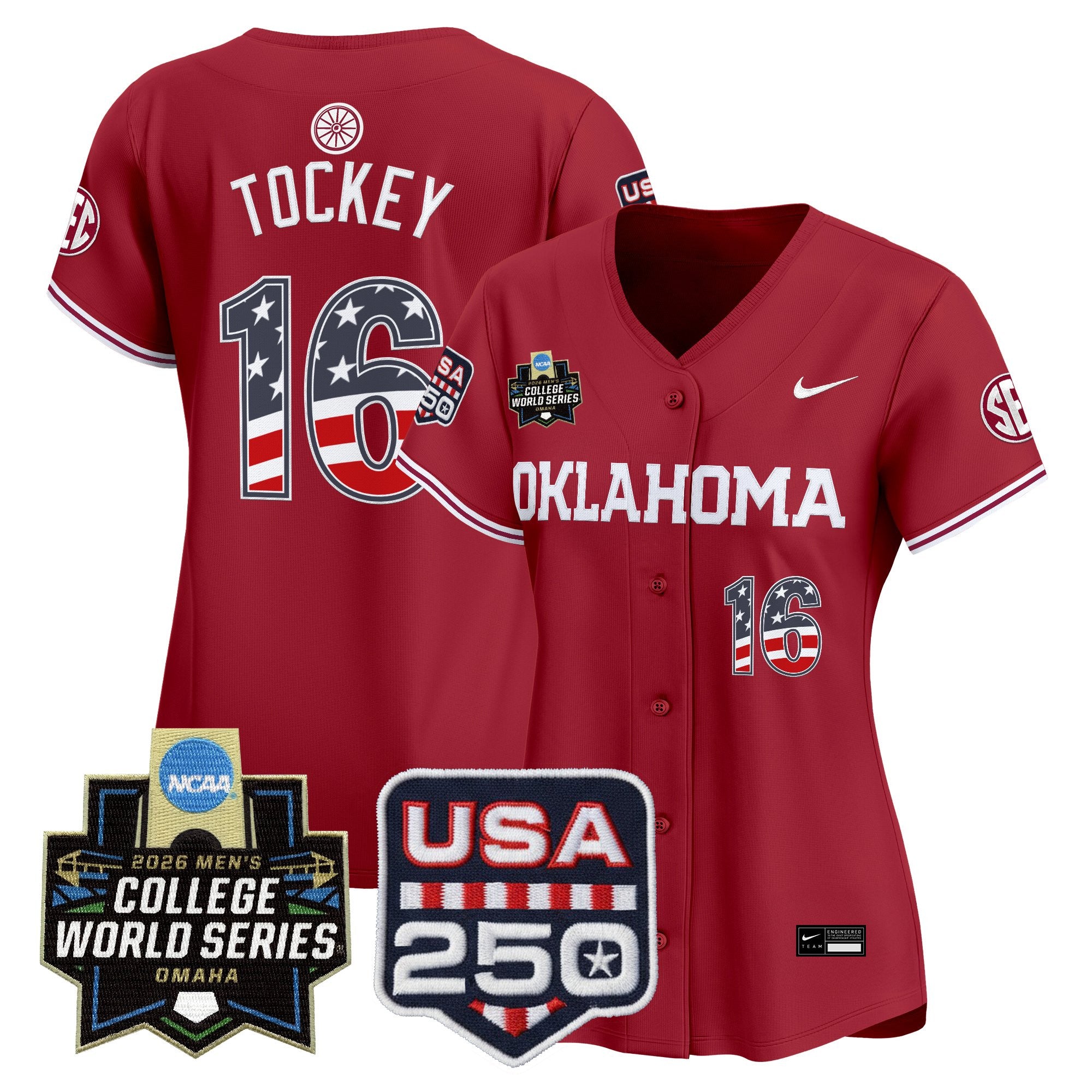 Women's Oklahoma Sooners USA 250 Fourth of July Vapor Premier Limited Jersey - 2026 World Series patch - All Stitched
