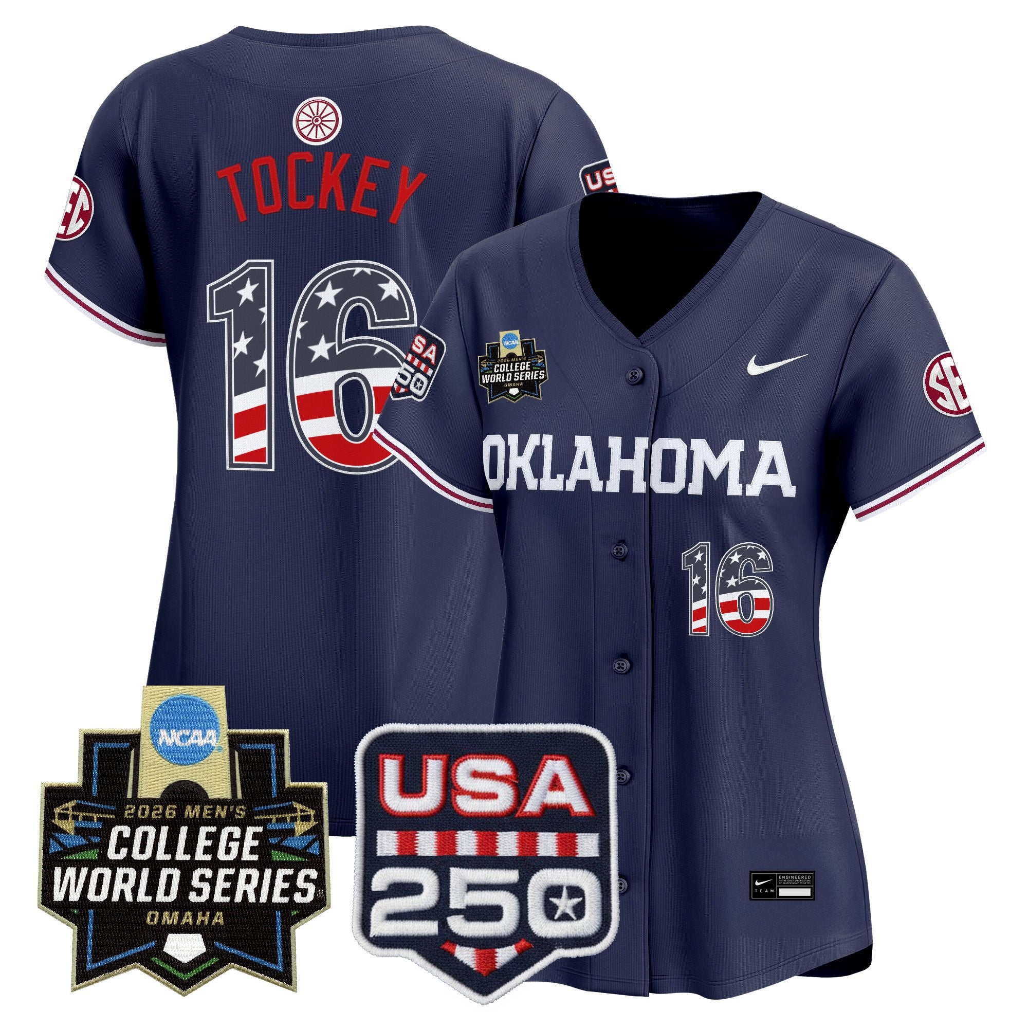 Women's Oklahoma Sooners USA 250 Fourth of July Vapor Premier Limited Jersey - 2026 World Series patch - All Stitched