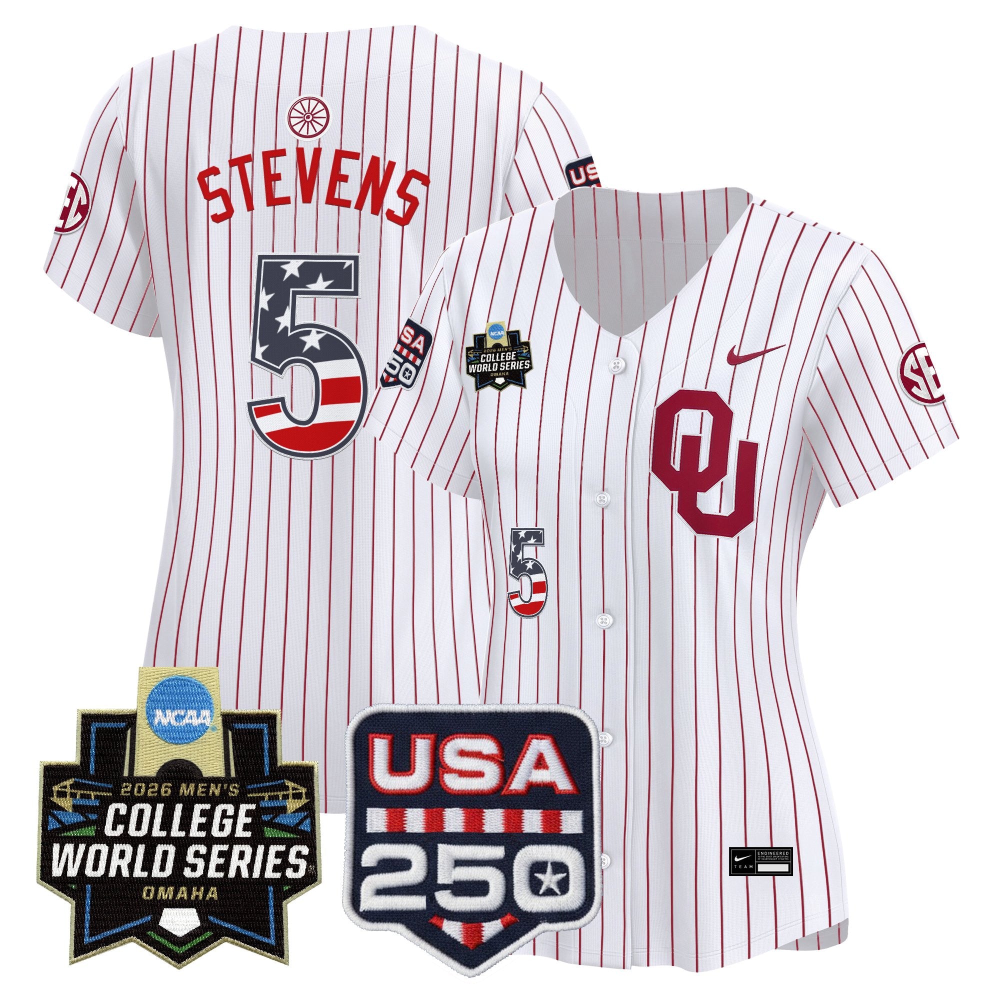 Women's Oklahoma Sooners USA 250 Fourth of July Vapor Premier Limited Jersey - 2026 World Series patch - All Stitched