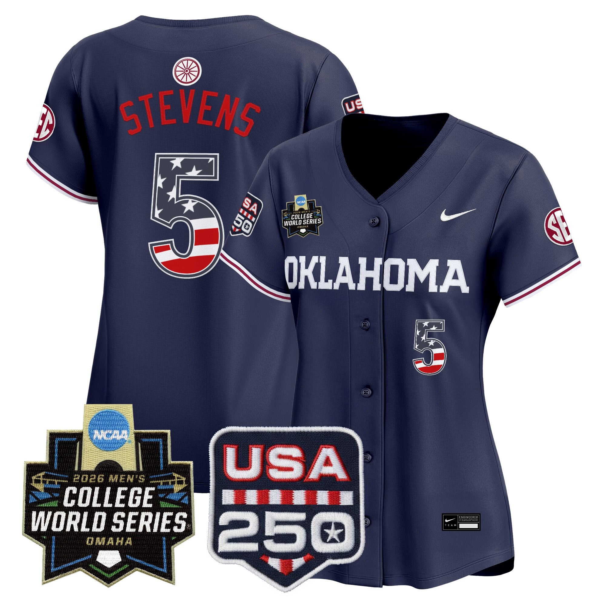 Women's Oklahoma Sooners USA 250 Fourth of July Vapor Premier Limited Jersey - 2026 World Series patch - All Stitched