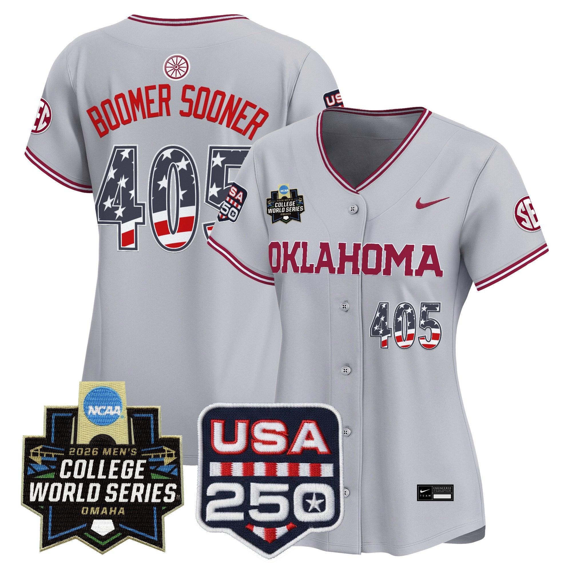 Women's Oklahoma Sooners USA 250 Fourth of July Vapor Premier Limited Jersey - 2026 World Series patch - All Stitched