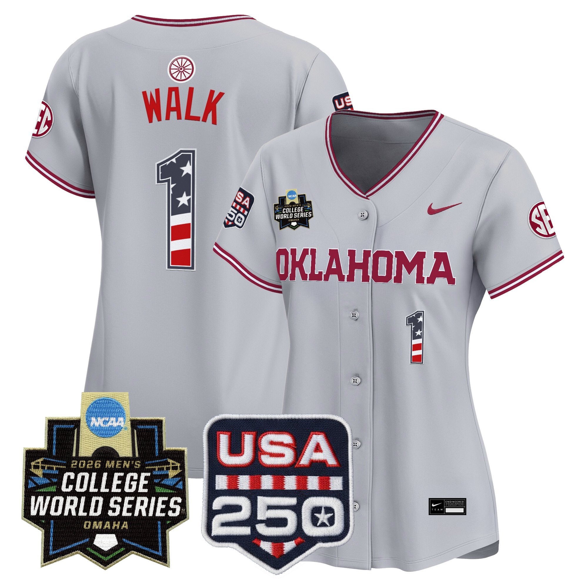 Women's Oklahoma Sooners USA 250 Fourth of July Vapor Premier Limited Jersey - 2026 World Series patch - All Stitched