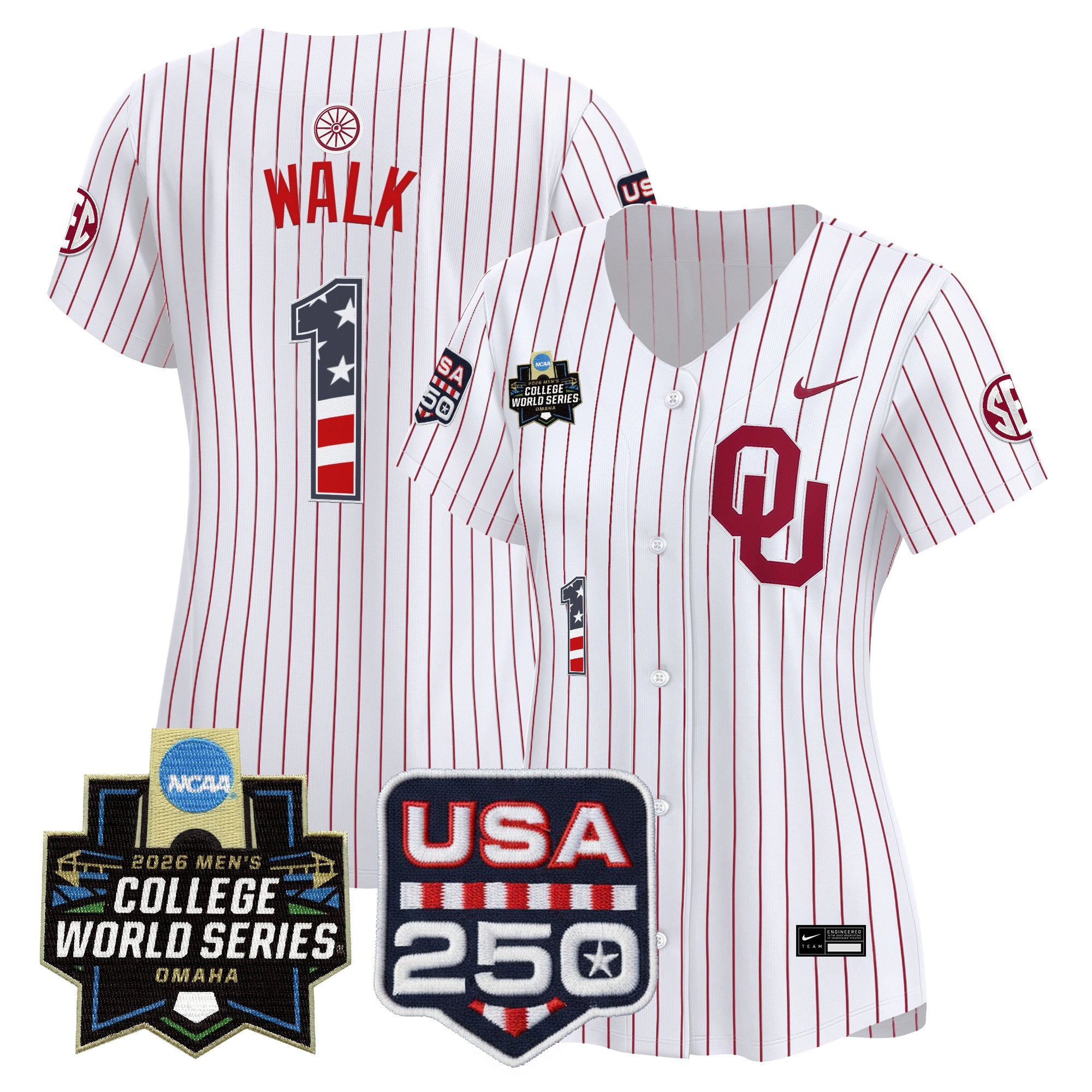 Women's Oklahoma Sooners USA 250 Fourth of July Vapor Premier Limited Jersey - 2026 World Series patch - All Stitched