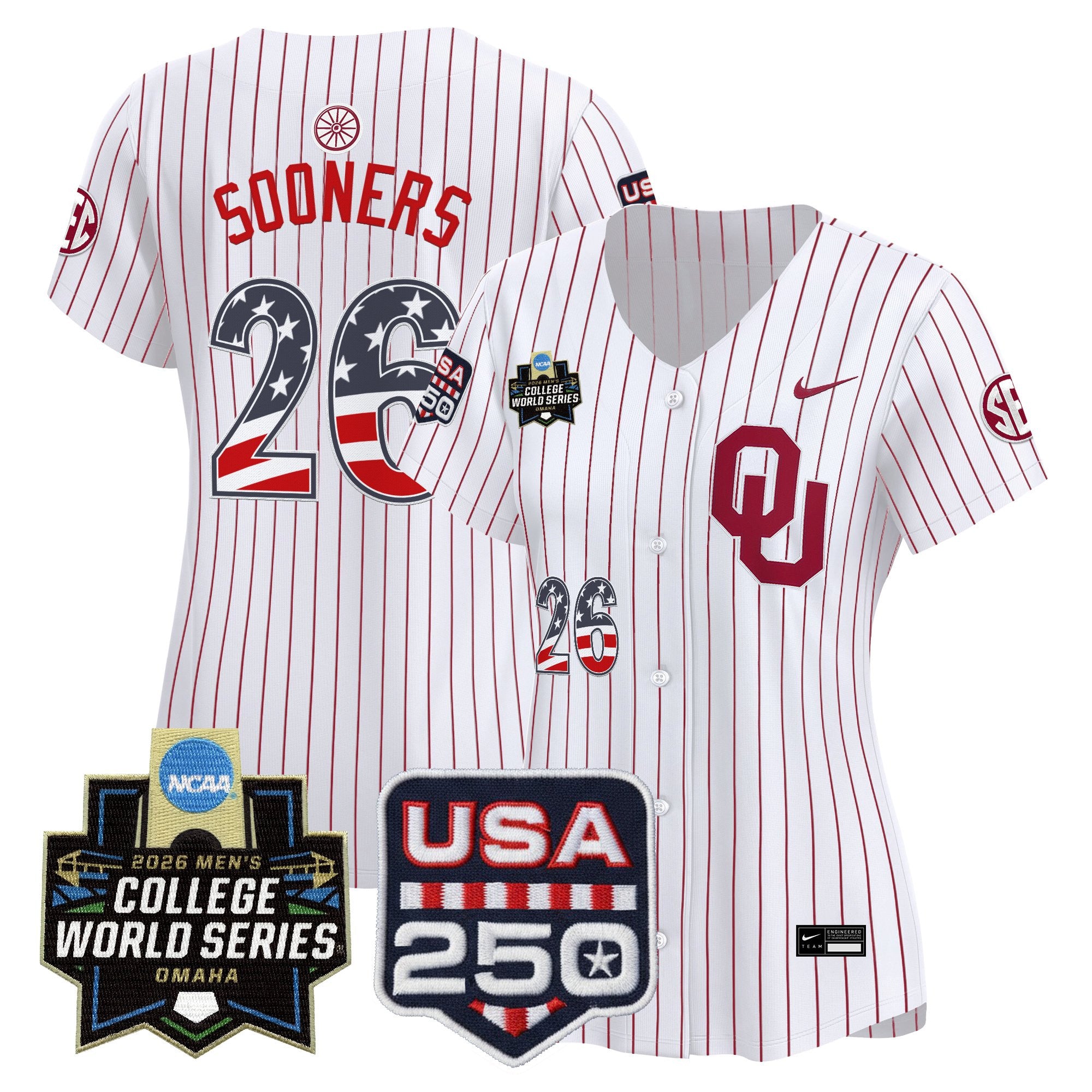 Women's Oklahoma Sooners USA 250 Fourth of July Vapor Premier Limited Jersey - 2026 World Series patch - All Stitched