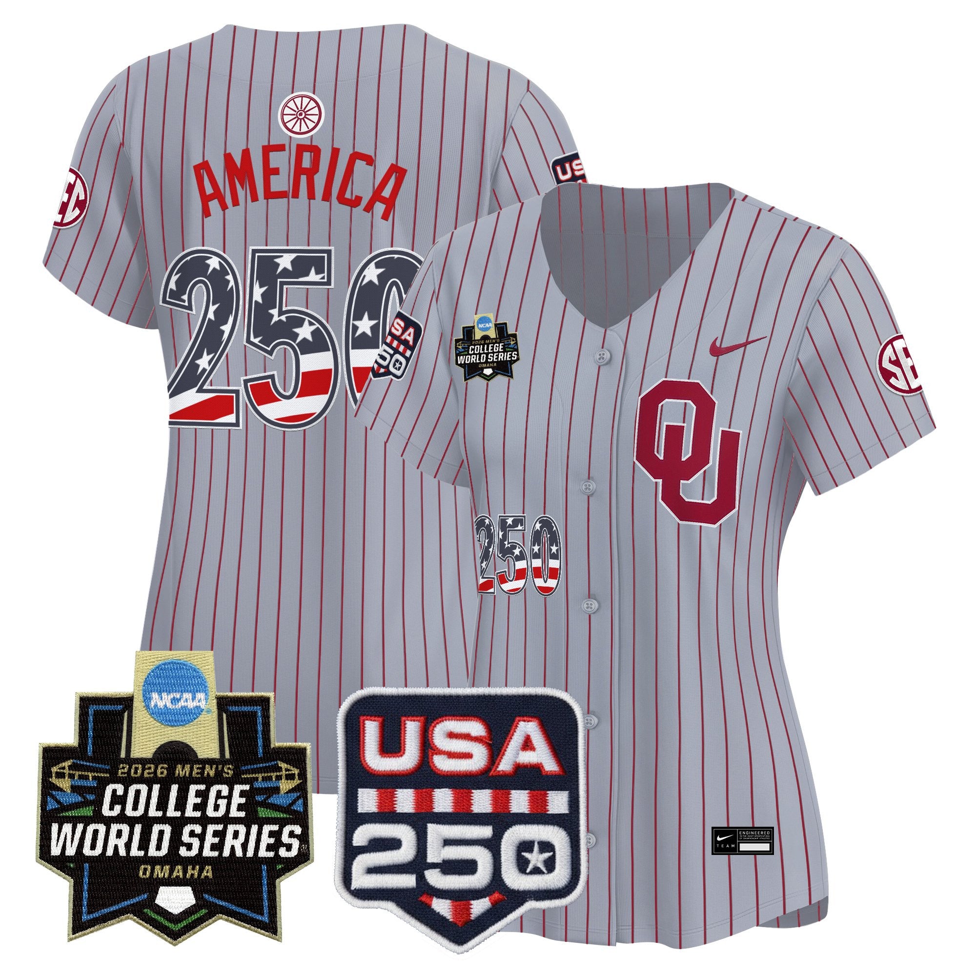 Women's Oklahoma Sooners USA 250 Fourth of July Vapor Premier Limited Jersey - 2026 World Series patch - All Stitched