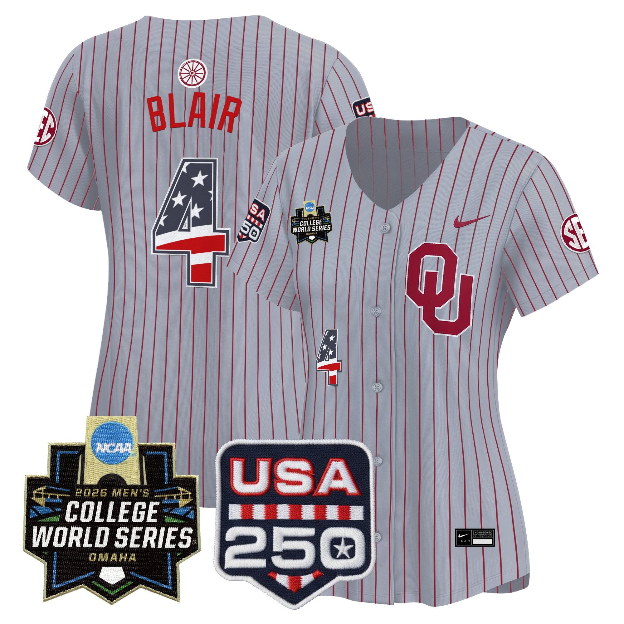 Women's Oklahoma Sooners USA 250 Fourth of July Vapor Premier Limited Jersey - 2026 World Series patch - All Stitched