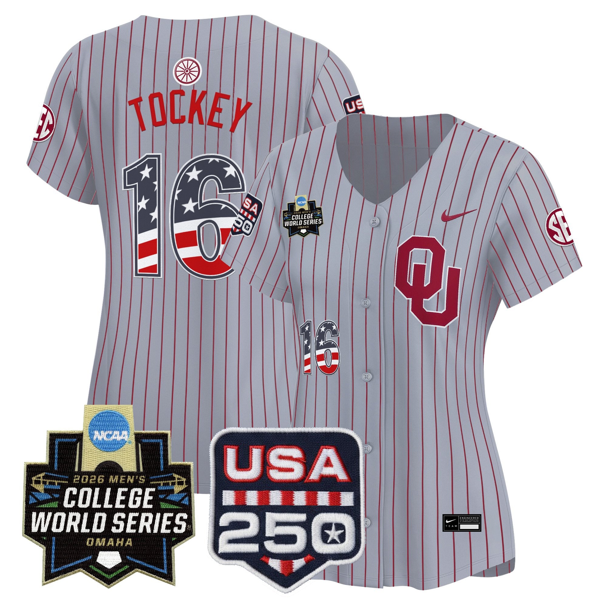Women's Oklahoma Sooners USA 250 Fourth of July Vapor Premier Limited Jersey - 2026 World Series patch - All Stitched