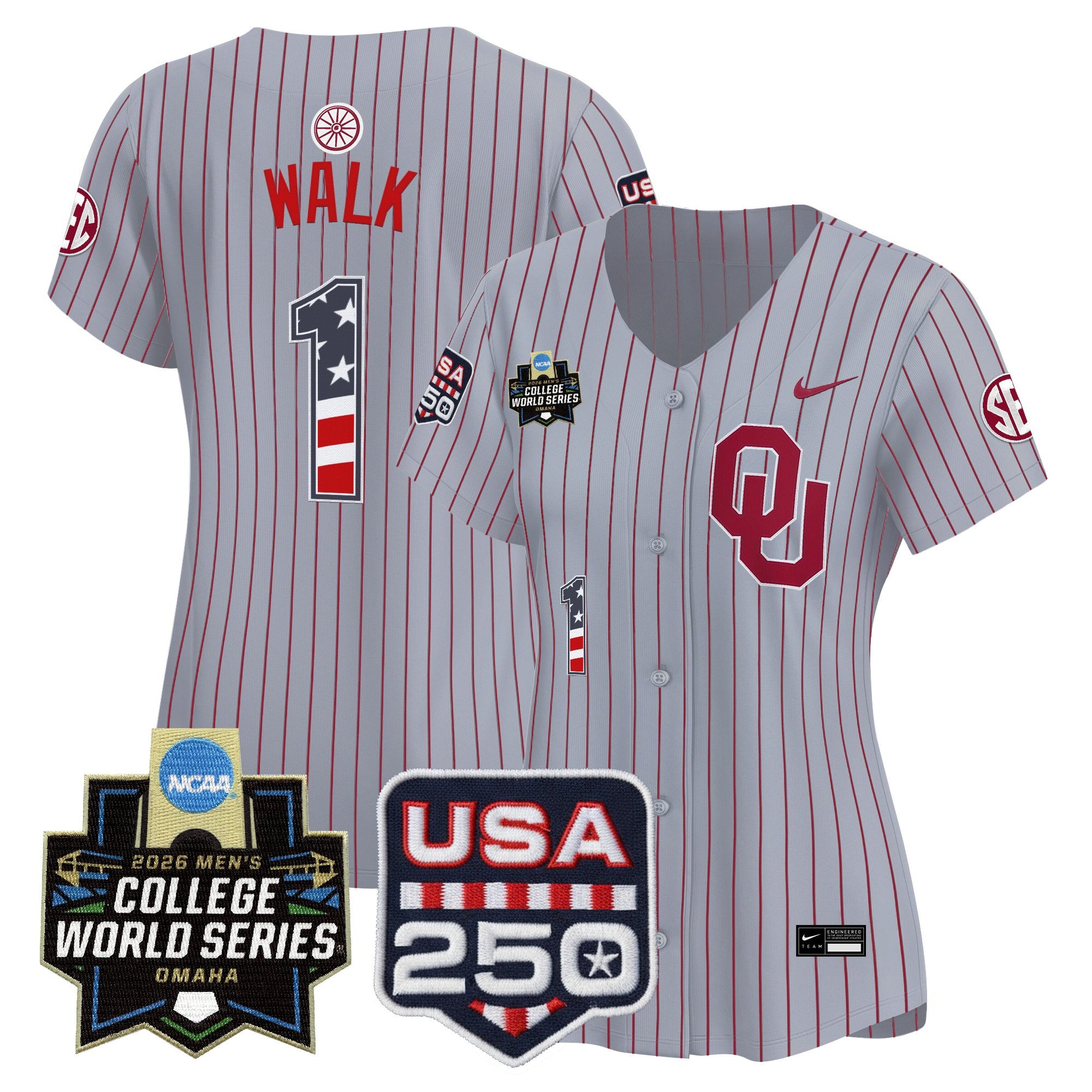Women's Oklahoma Sooners USA 250 Fourth of July Vapor Premier Limited Jersey - 2026 World Series patch - All Stitched