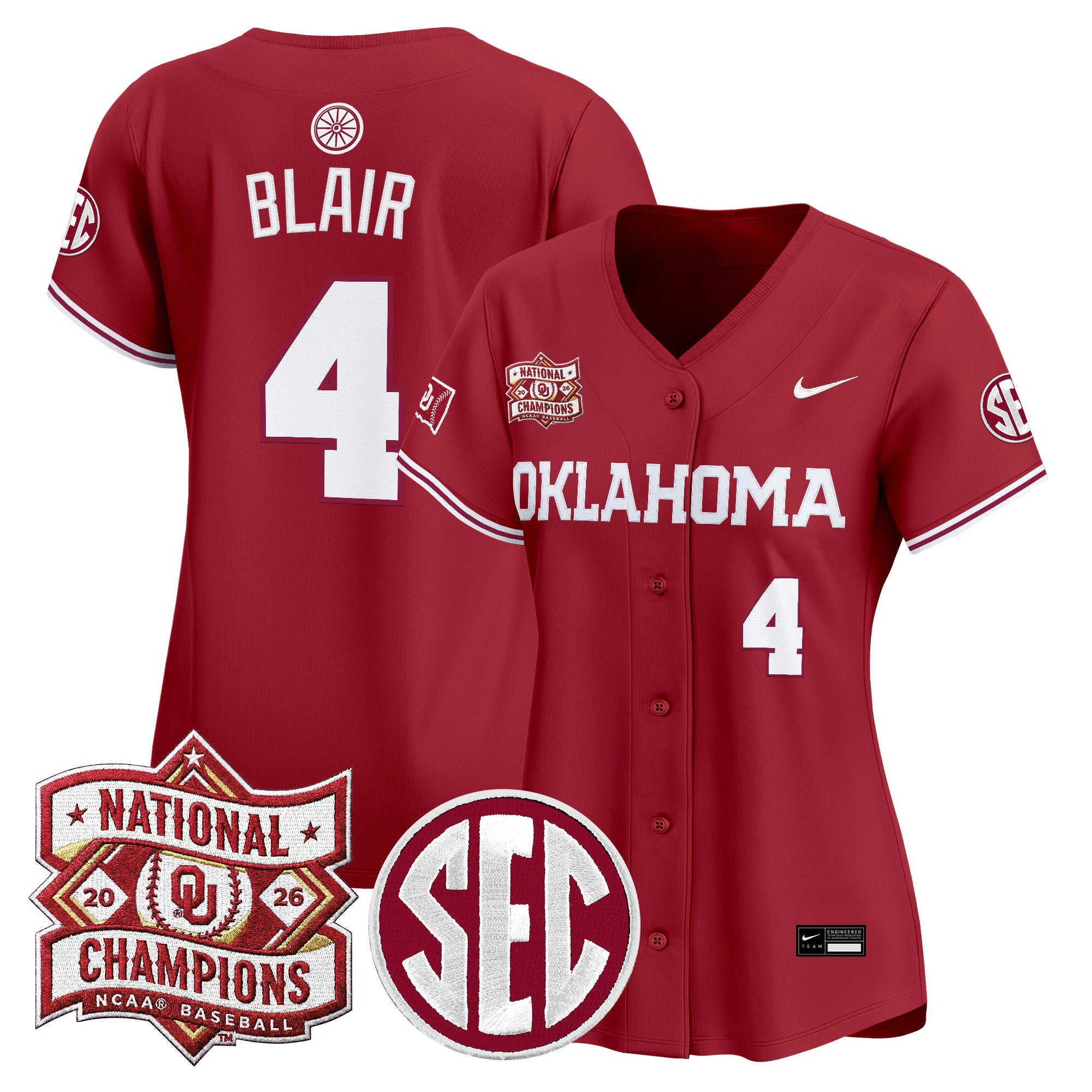 Women's Oklahoma Sooners 2026 National Champions Patch Vapor Premier Limited Jersey - All Stitched
