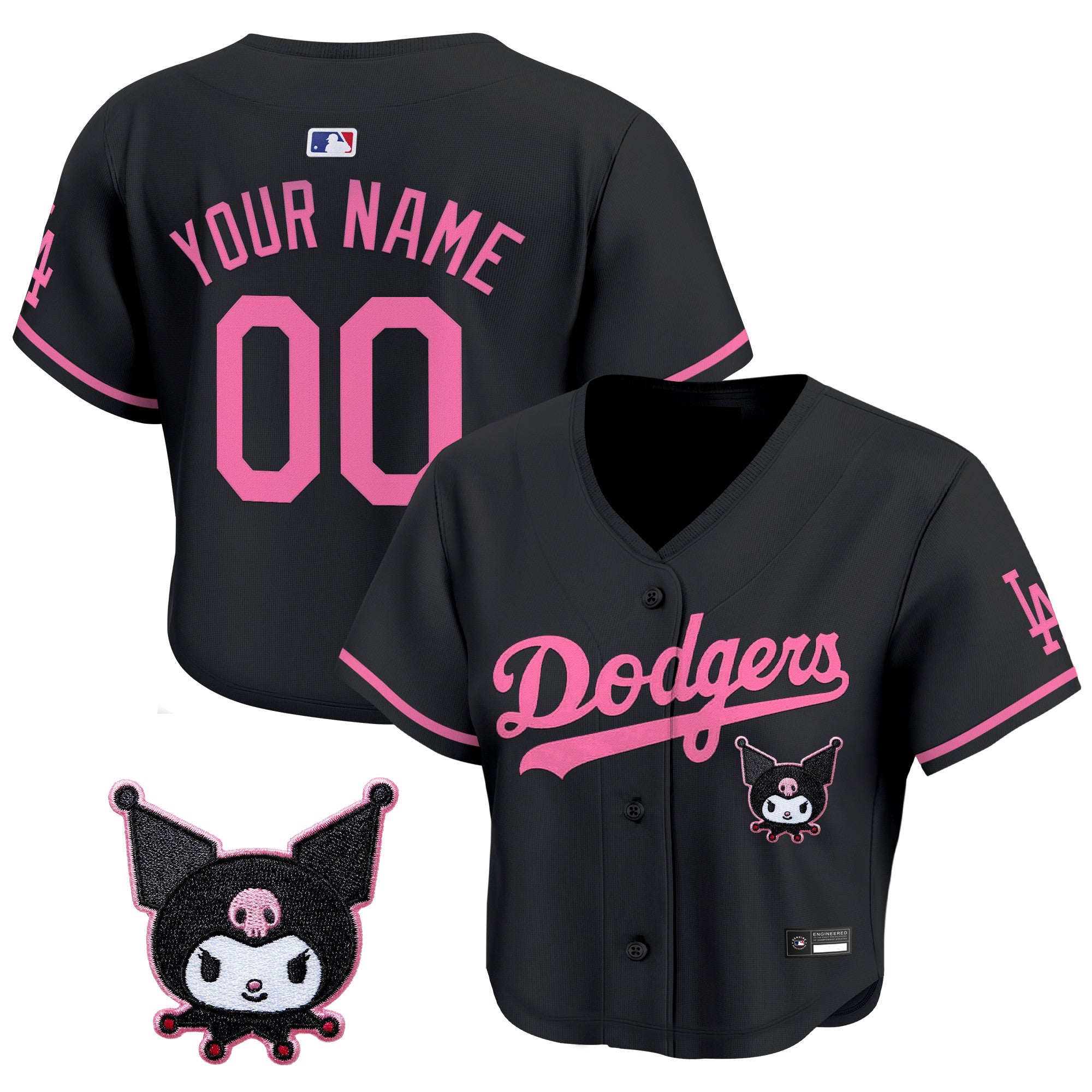 Women's Los Angeles Dodgers x Sanrio Friends Crop Top Baseball Custom Jersey - All Stitched