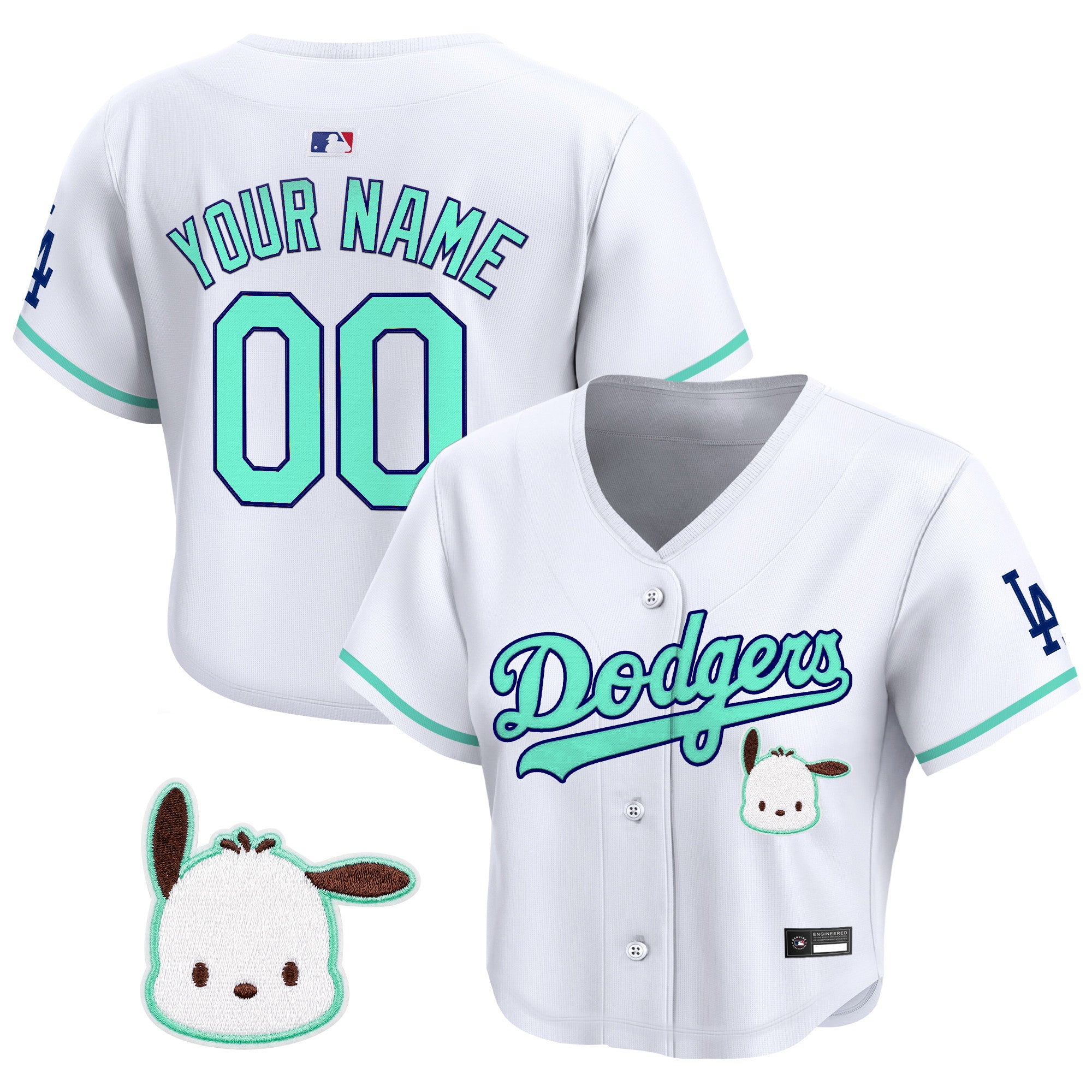 Women's Los Angeles Dodgers x Sanrio Friends Crop Top Baseball Custom Jersey - All Stitched